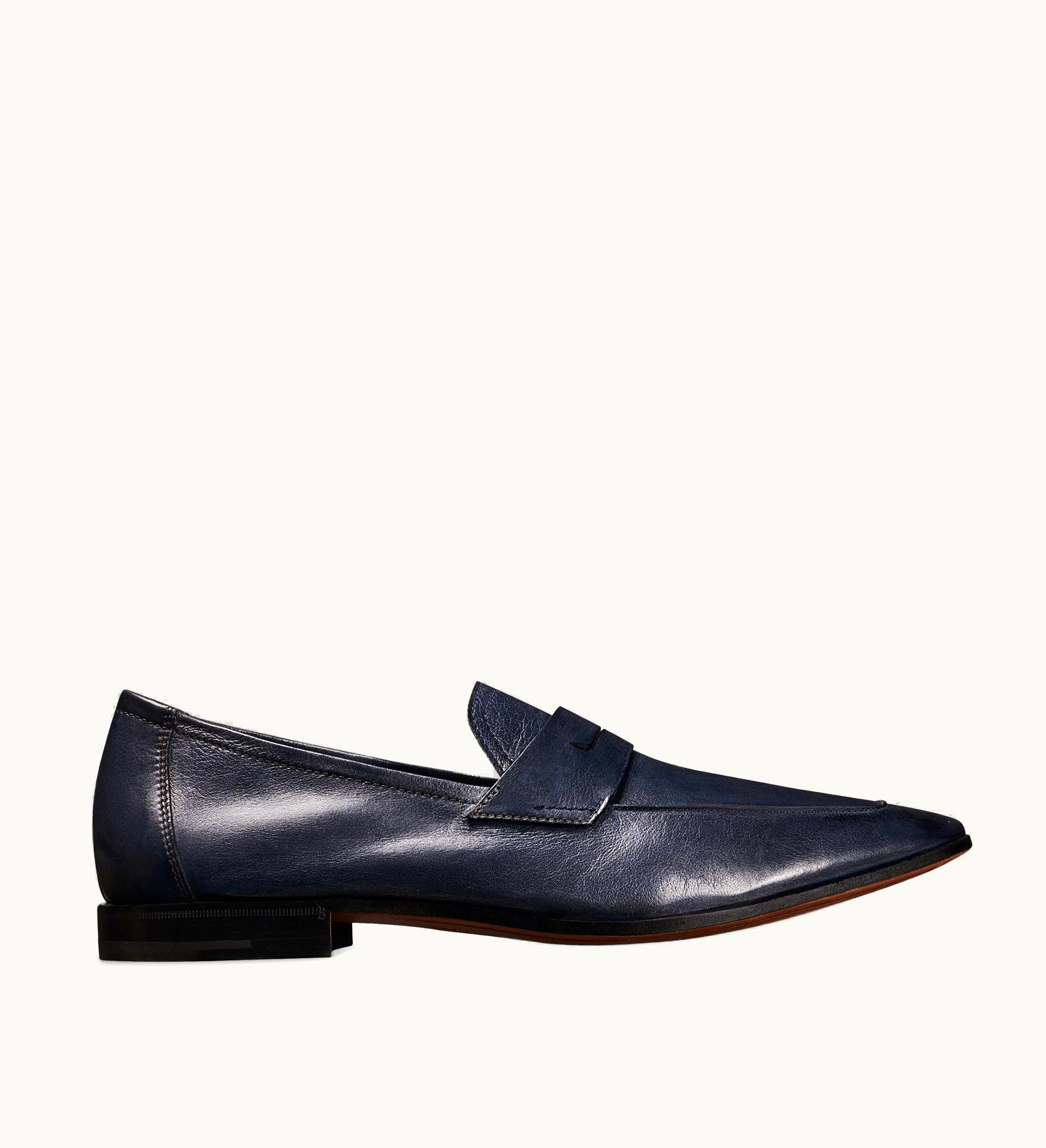 Berluti Berluti Lorenzo Kangaroo Leather Loafer Navy Blue