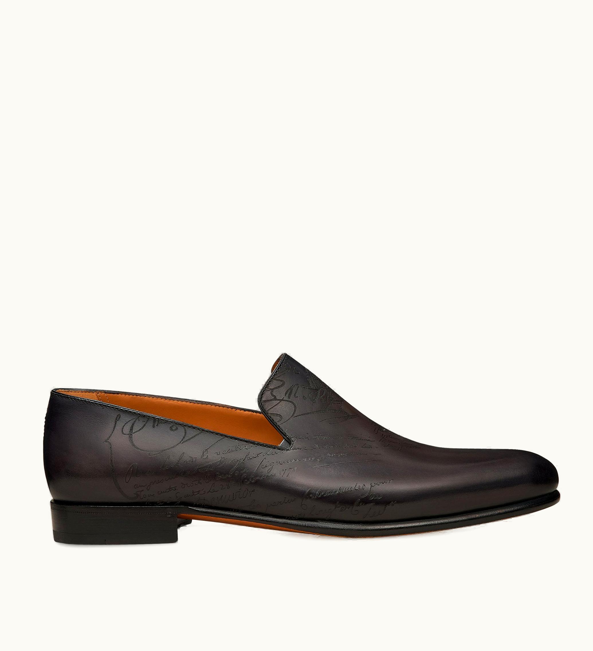 Berluti Berluti Cursive Galet Scritto Leather Loafer Nero Grigio