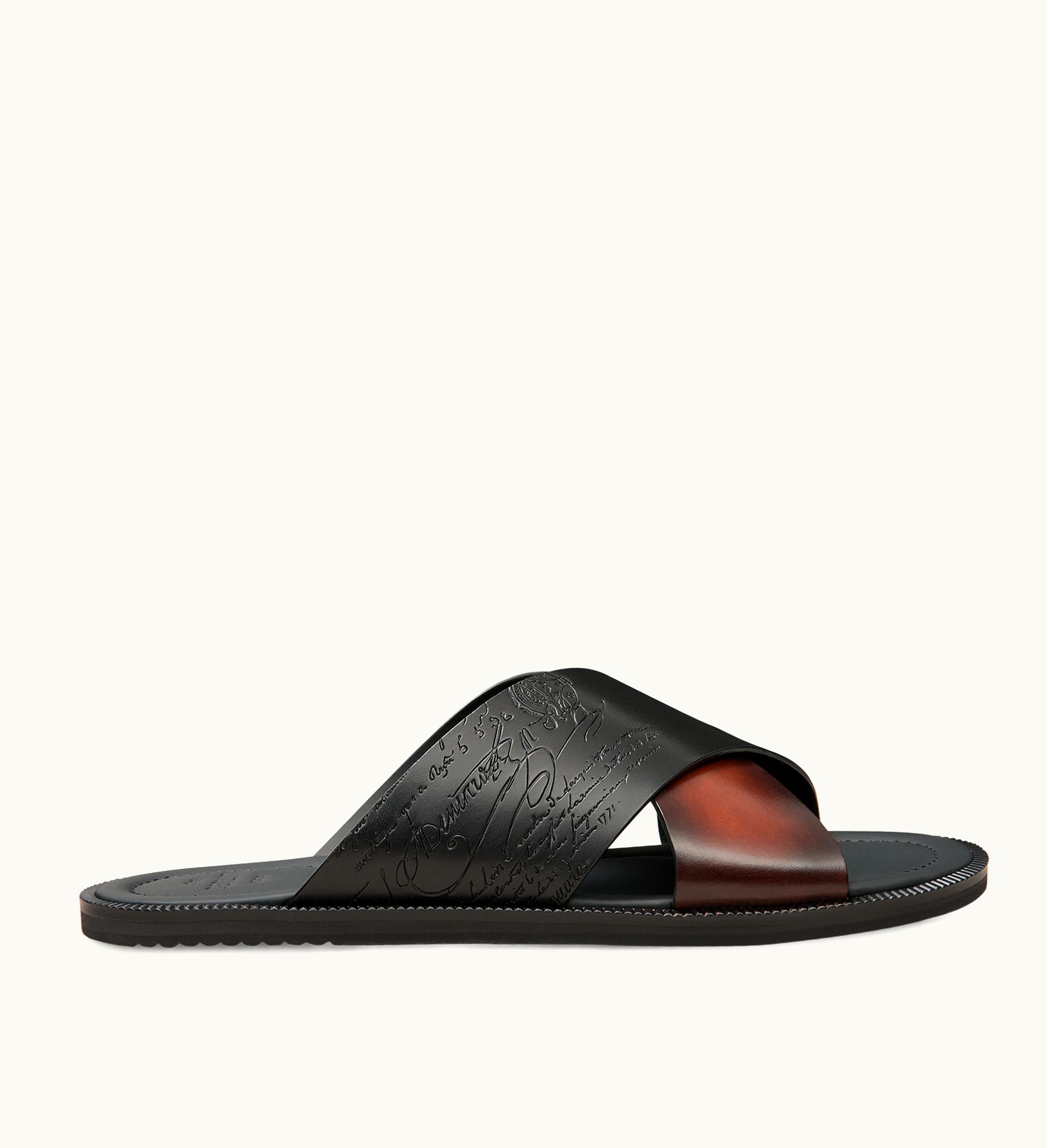 Berluti Berluti Sifnos Scritto Leather Sandal Cacao Intenso CACAO INTENSO