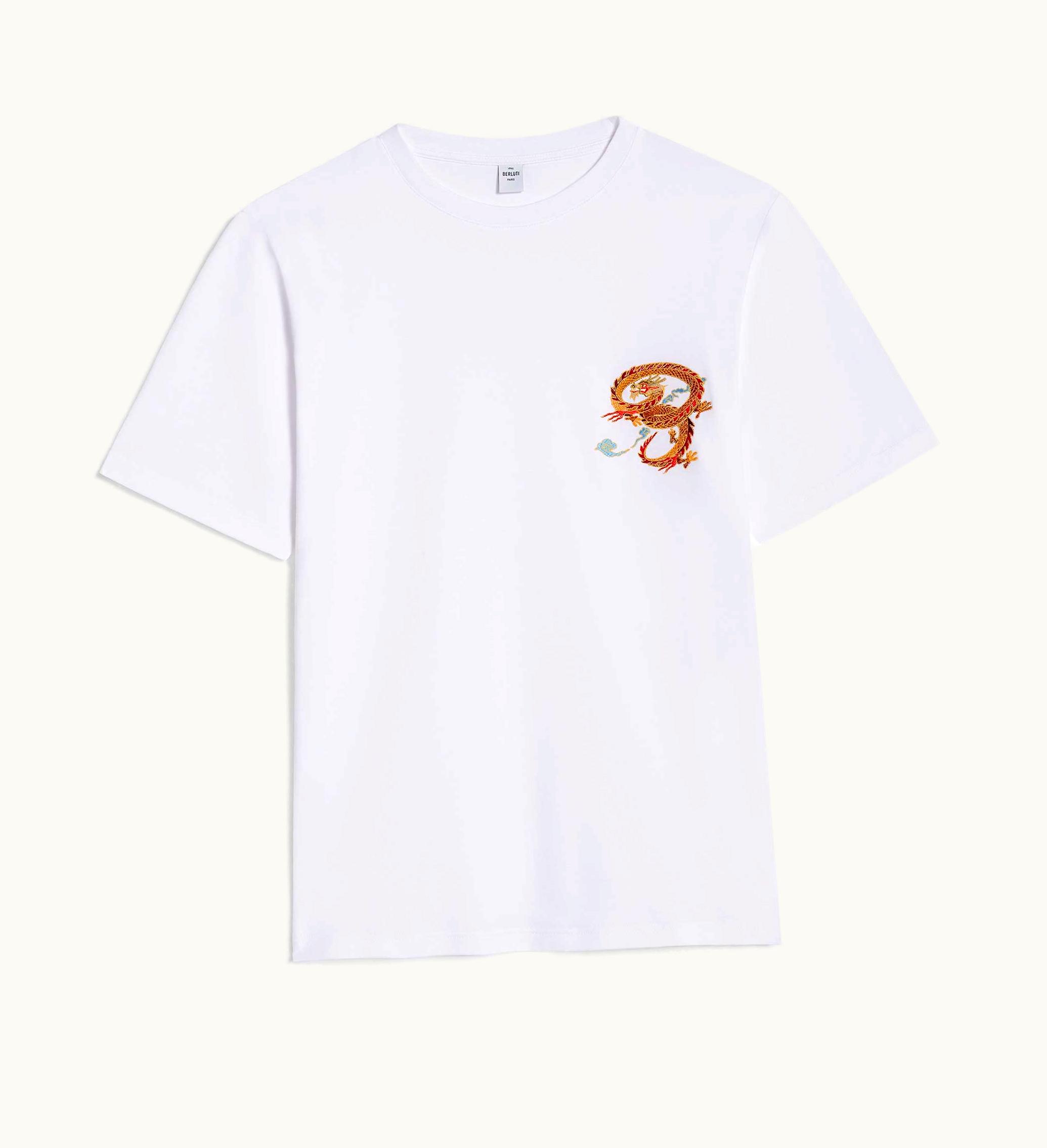 Berluti Berluti Embroided B Dragon T-Shirt Blanc Optique