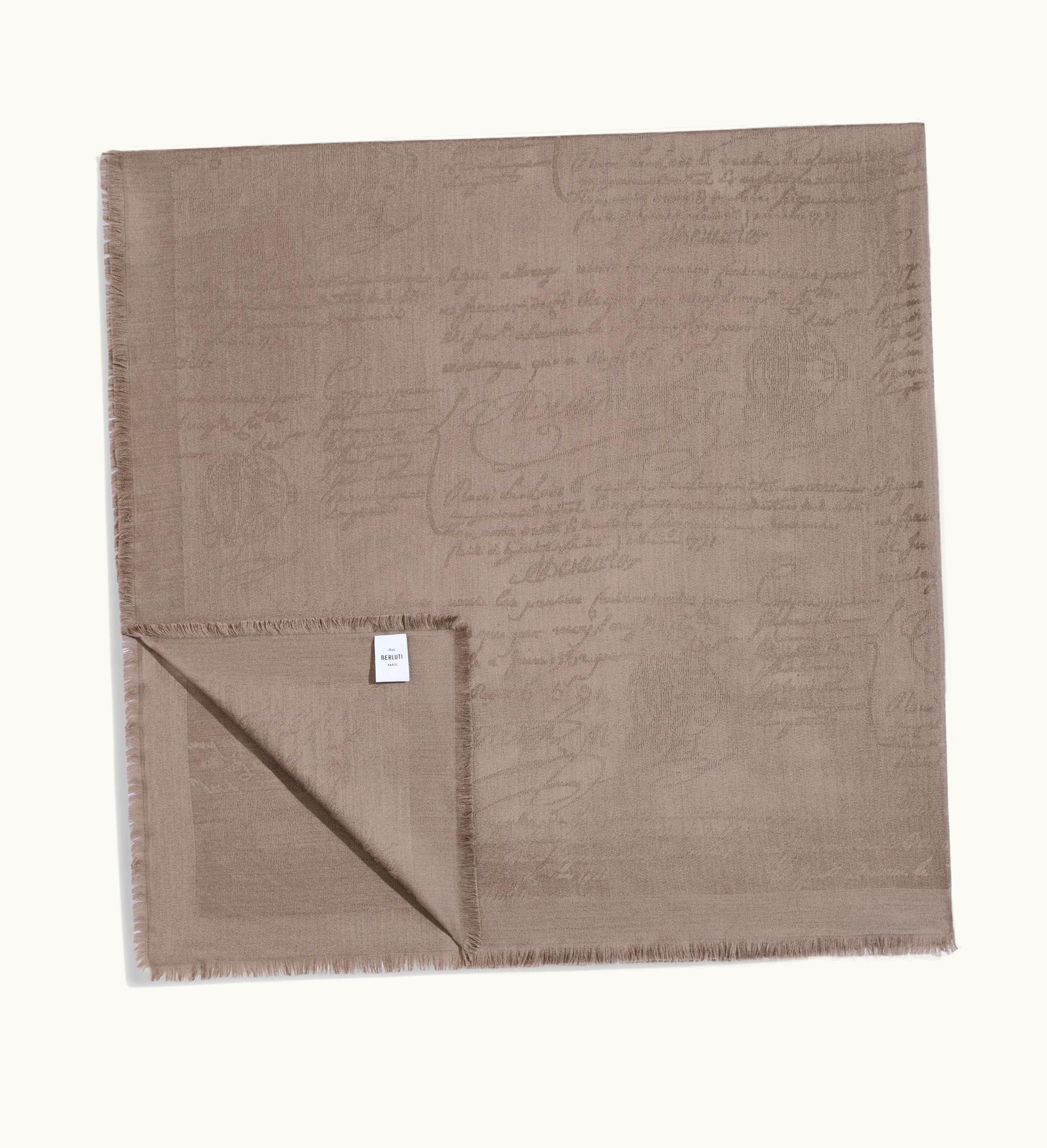 Berluti Berluti Wool & Silk Scritto Scarf Warm Sepia