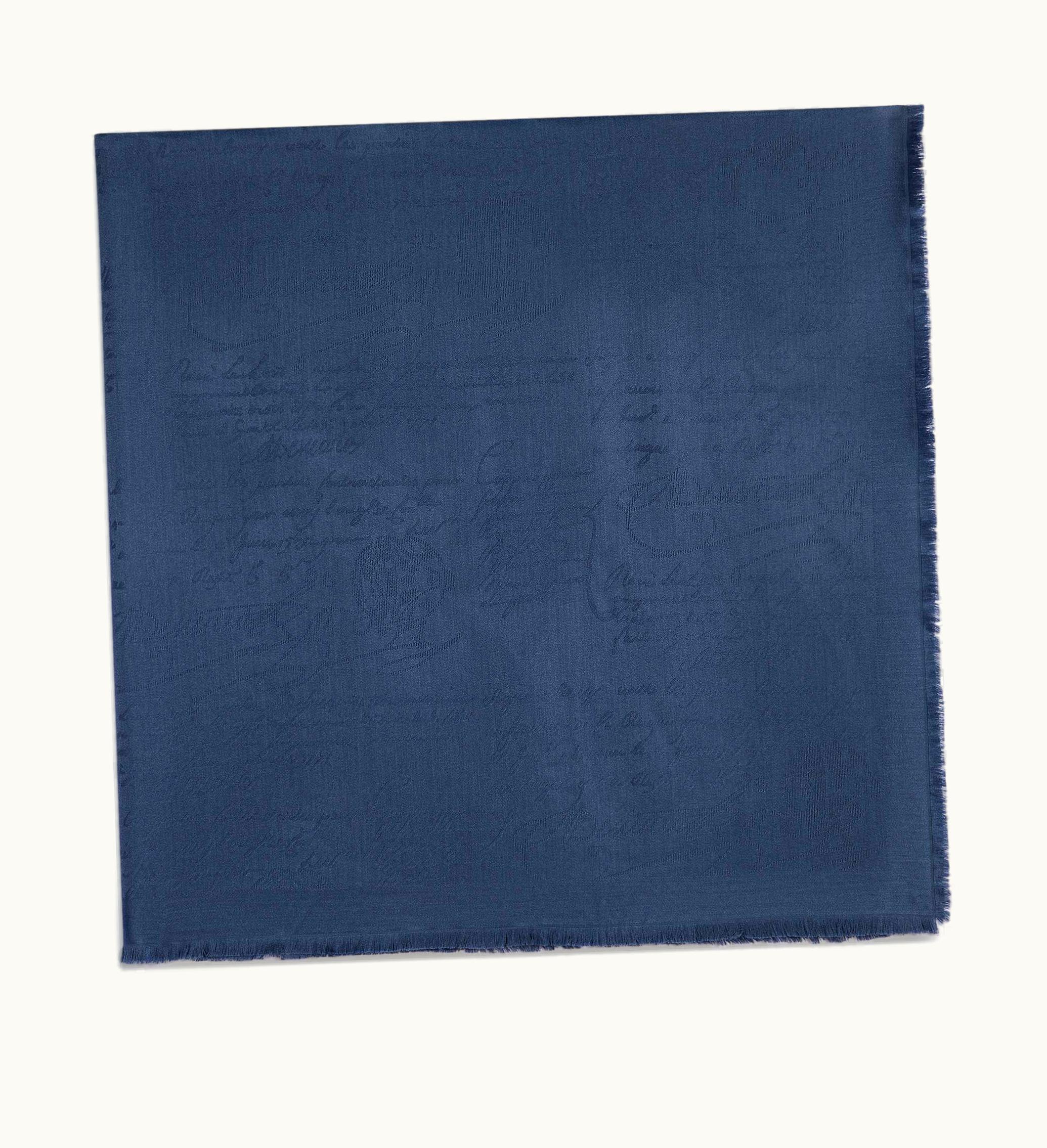 Berluti Berluti Wool & Silk Scritto Scarf Storm Blue