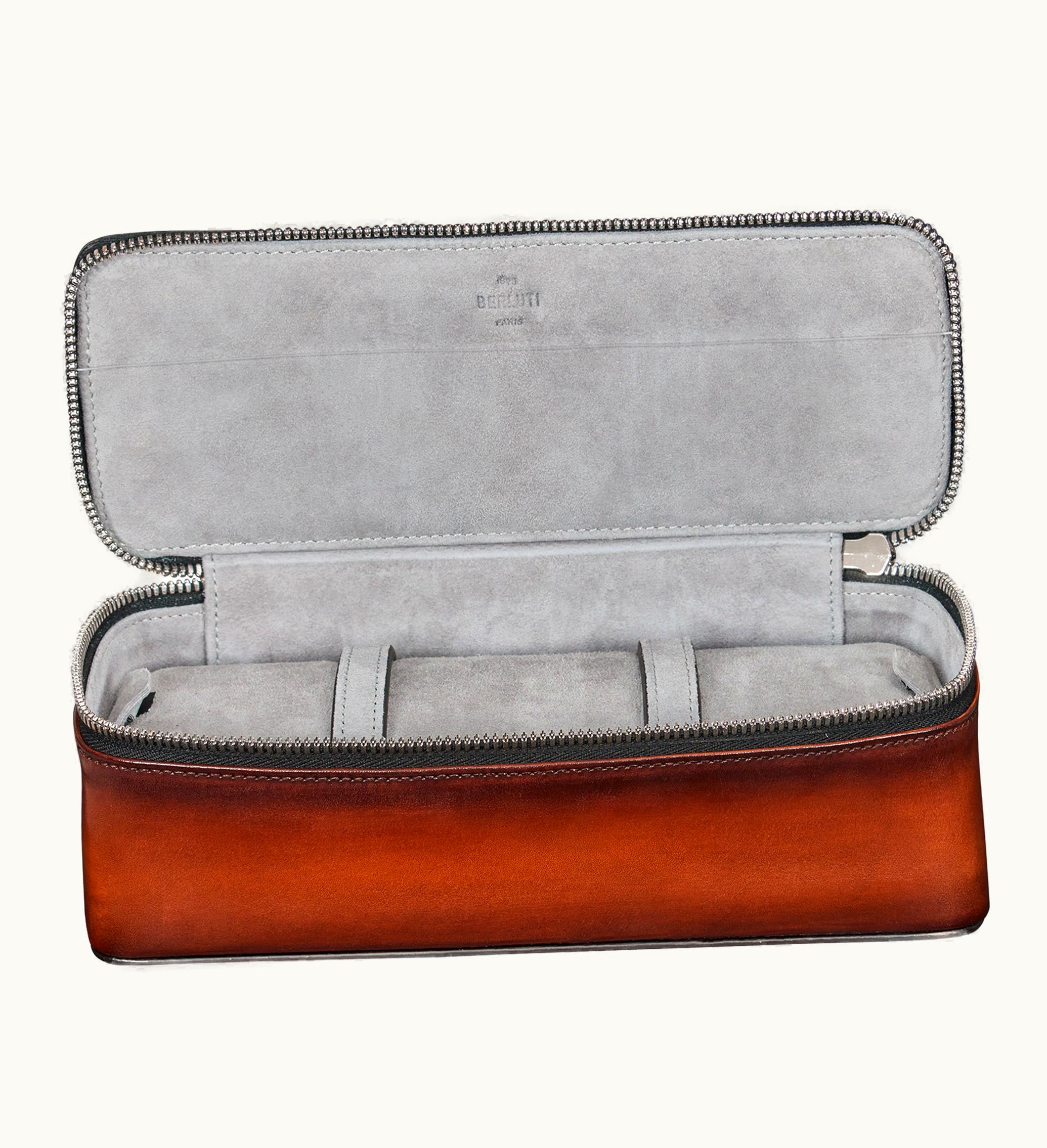 Berluti Berluti Watch Case 3 Scritto Leather Cacao Intenso