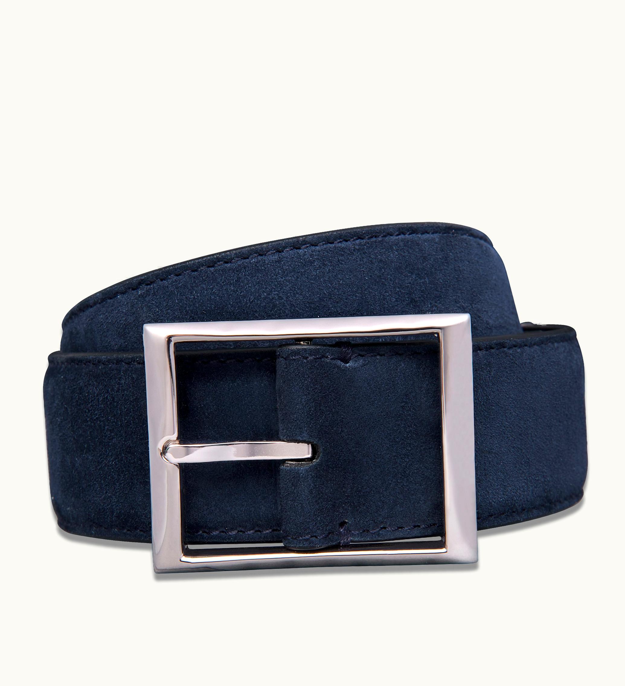 Berluti Berluti Classic Camoscio Scritto 35 MM Belt Navy Blue