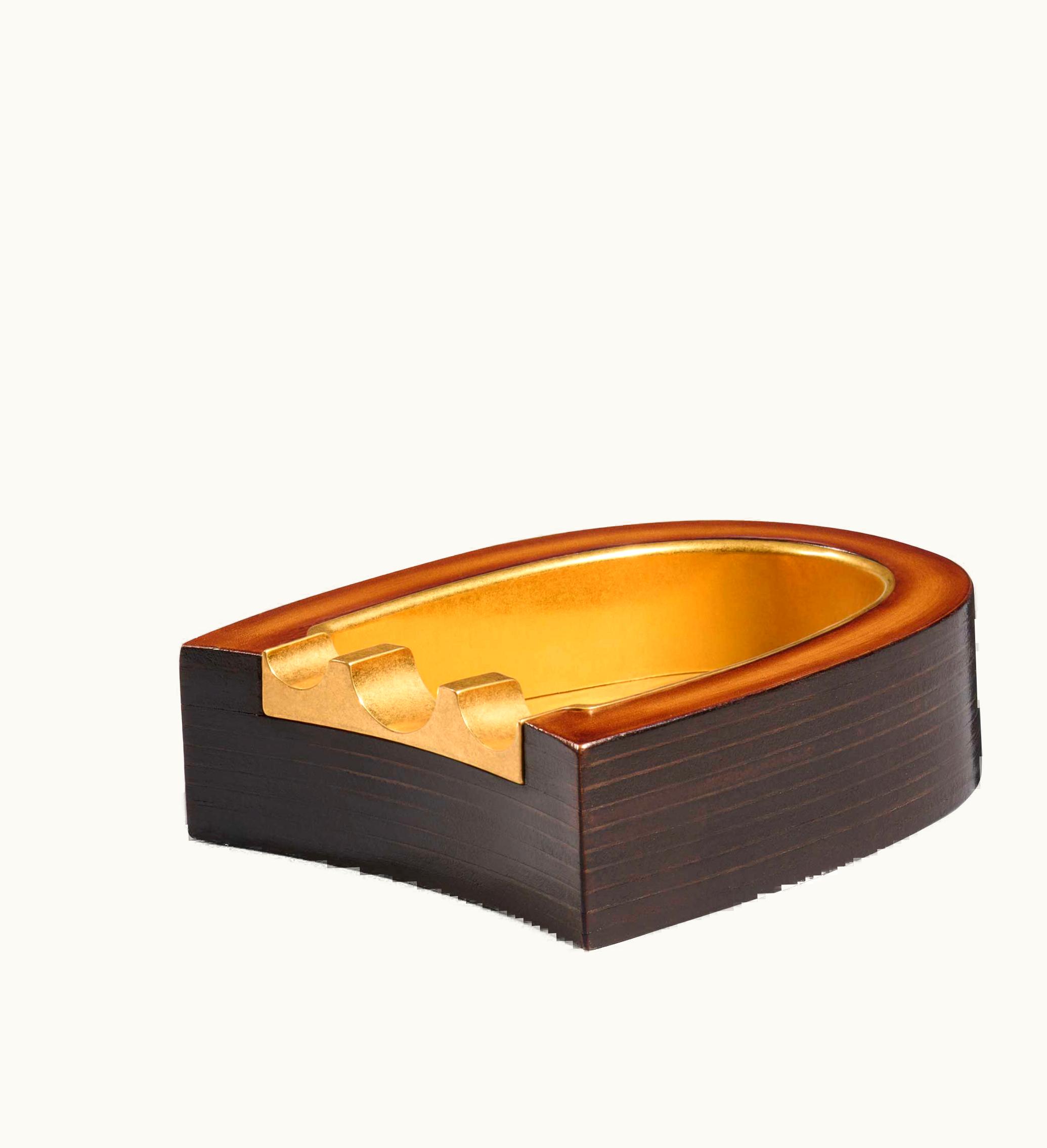 Berluti Berluti Leather And Metal Ashtray Cacao Intenso