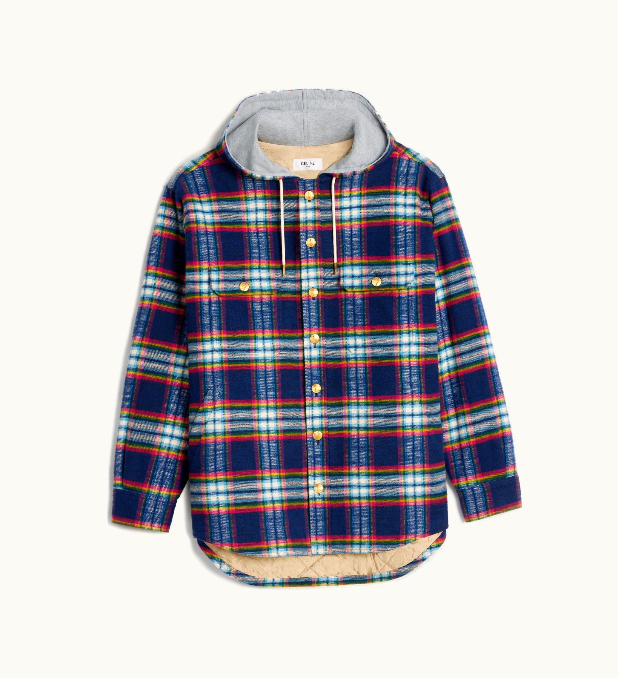 Celine Celine Quilted Overshirt In Checked Cotton - Navy