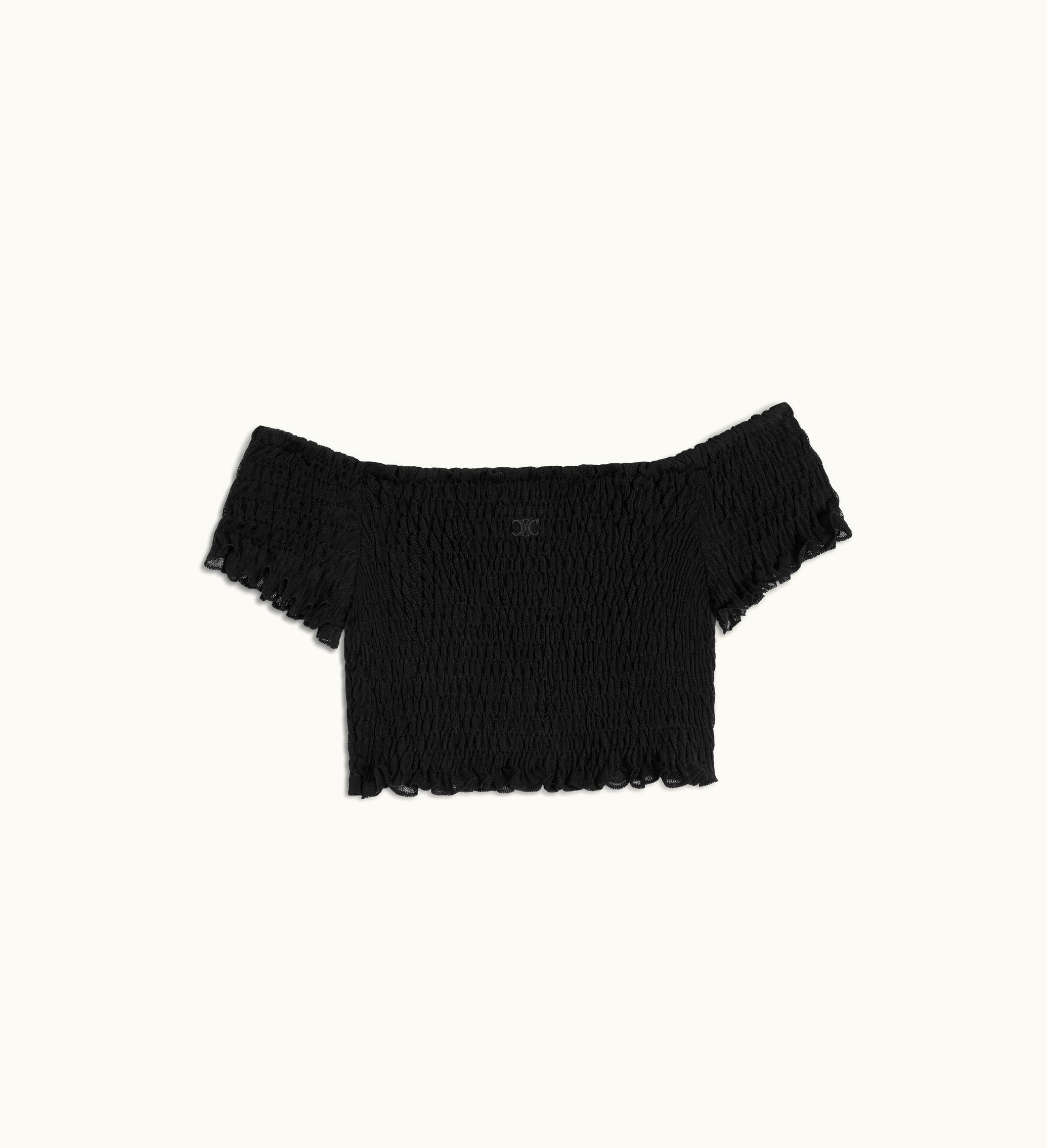 Celine Celine Triomphe Crop Top In Gauffered Silk - Black