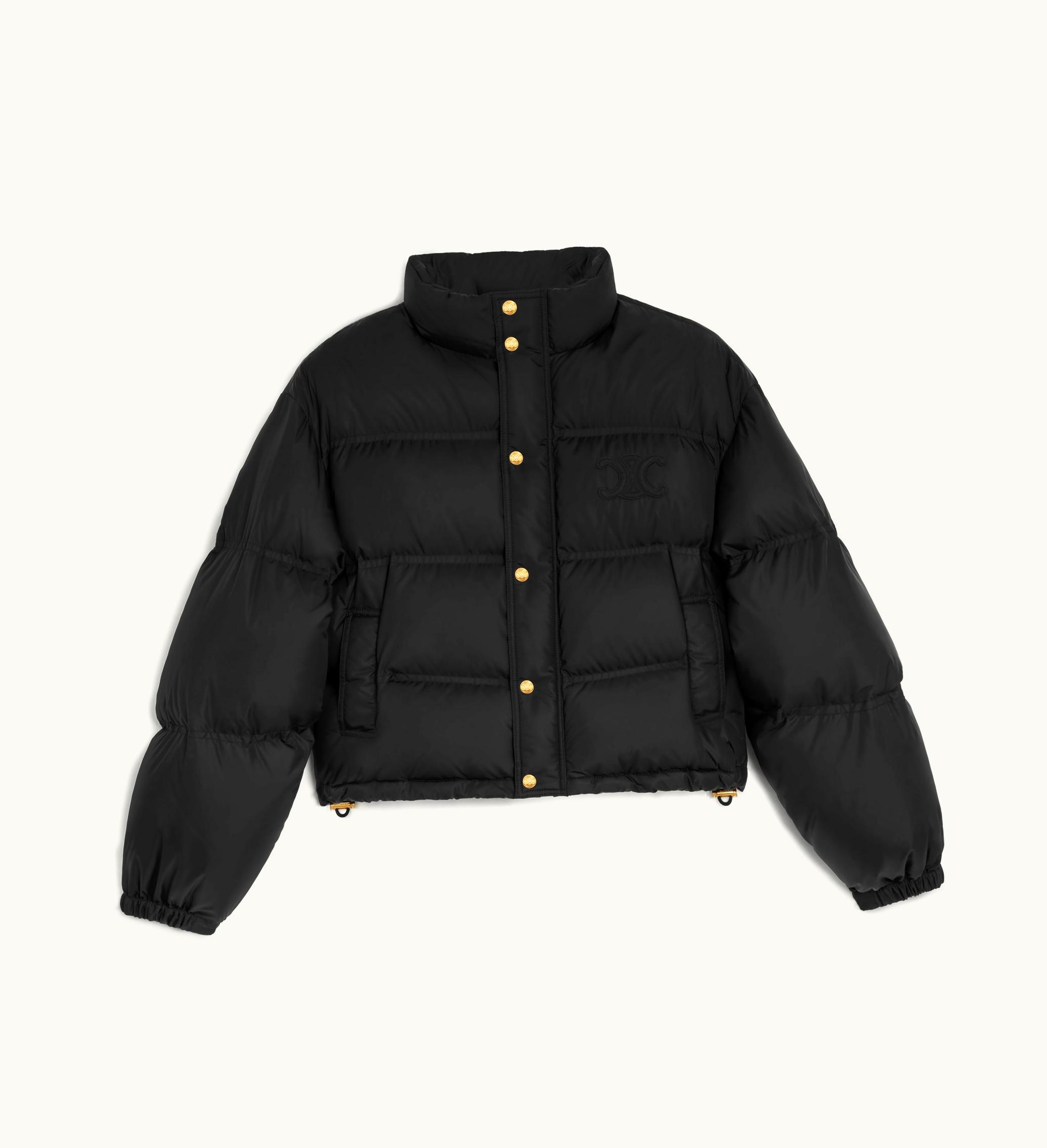 Celine Celine Cropped Triomphe Down Jacket In Lightweight Nylon - Black