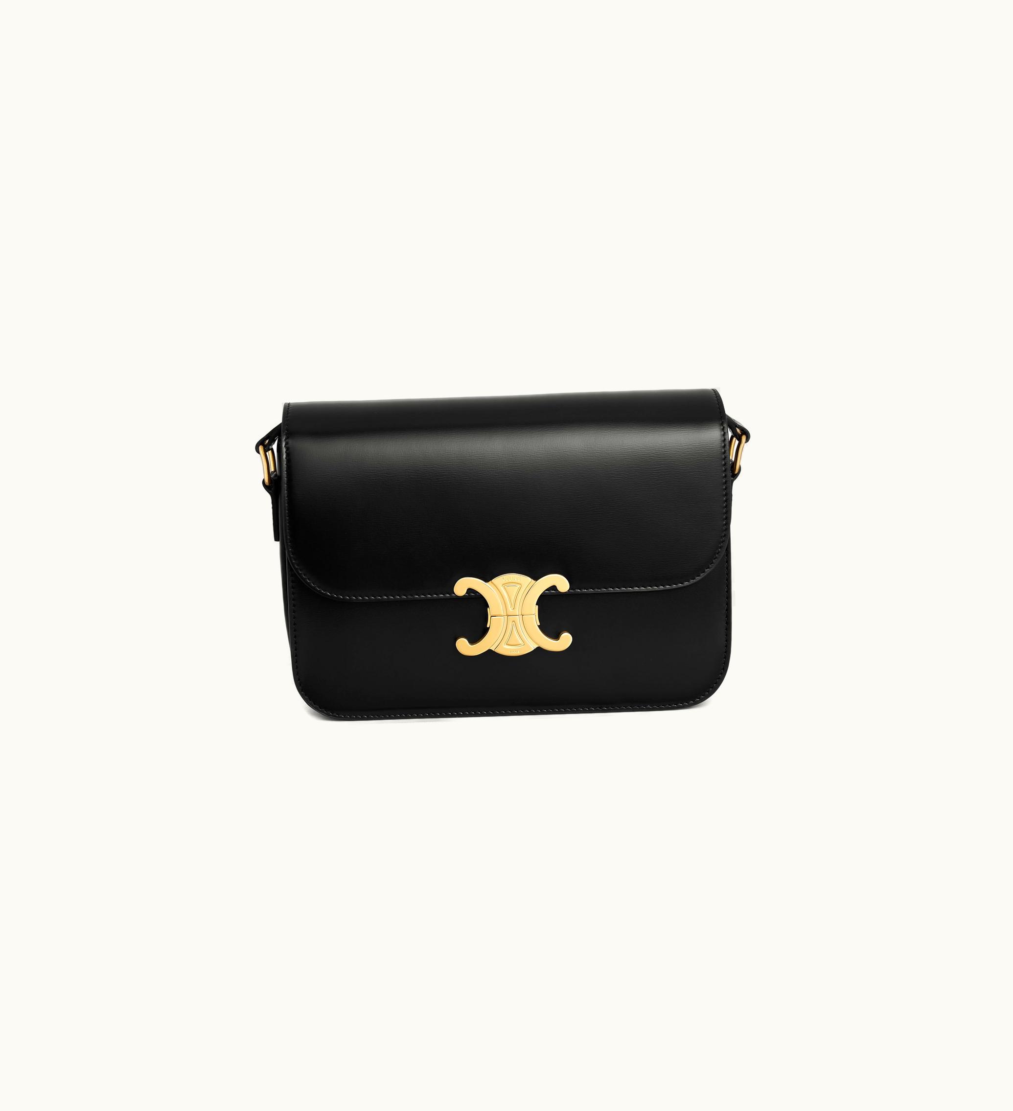 Celine Celine Classique Triomphe Bag In Shiny Calfskin - Black