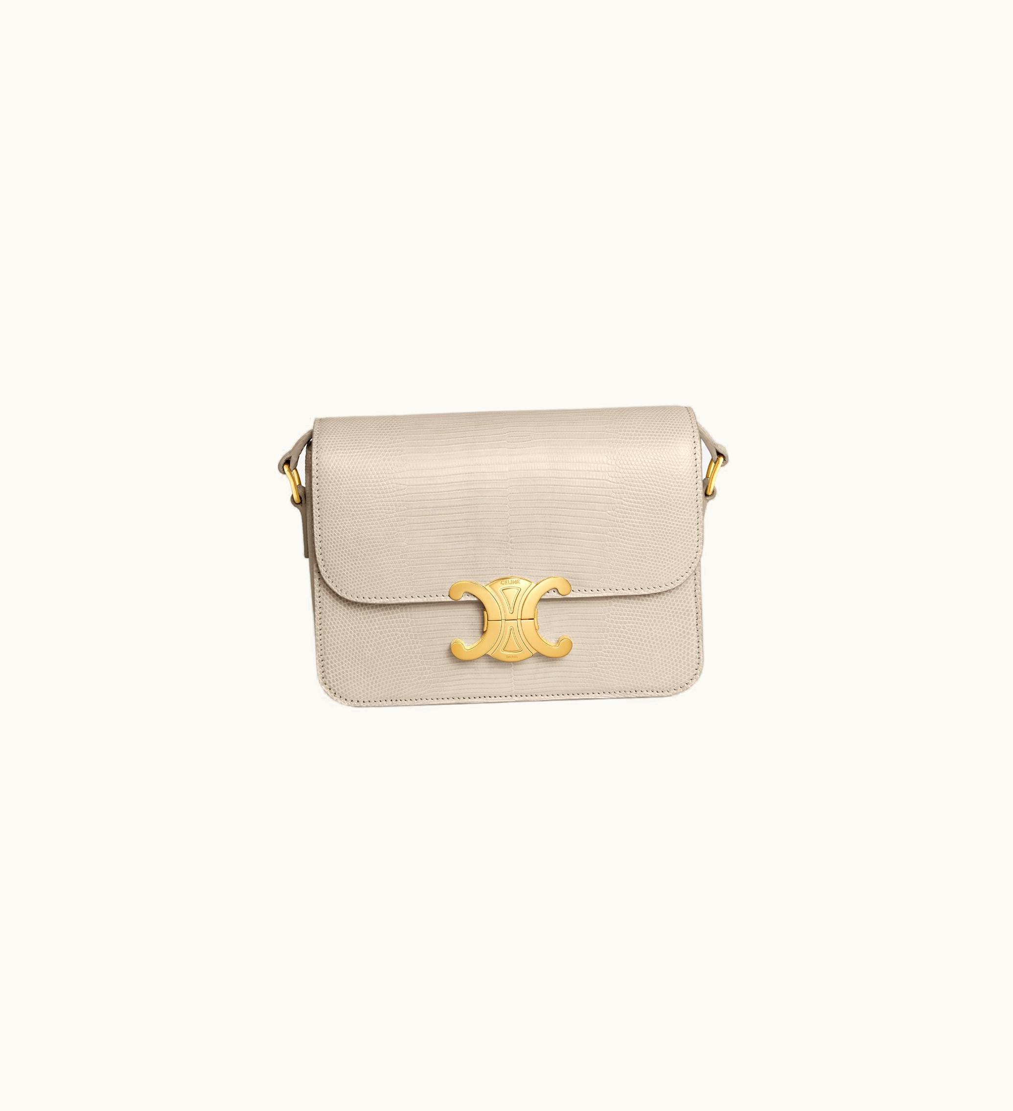 Celine Celine Teen Triomphe Bag In Lizard - Light Stone