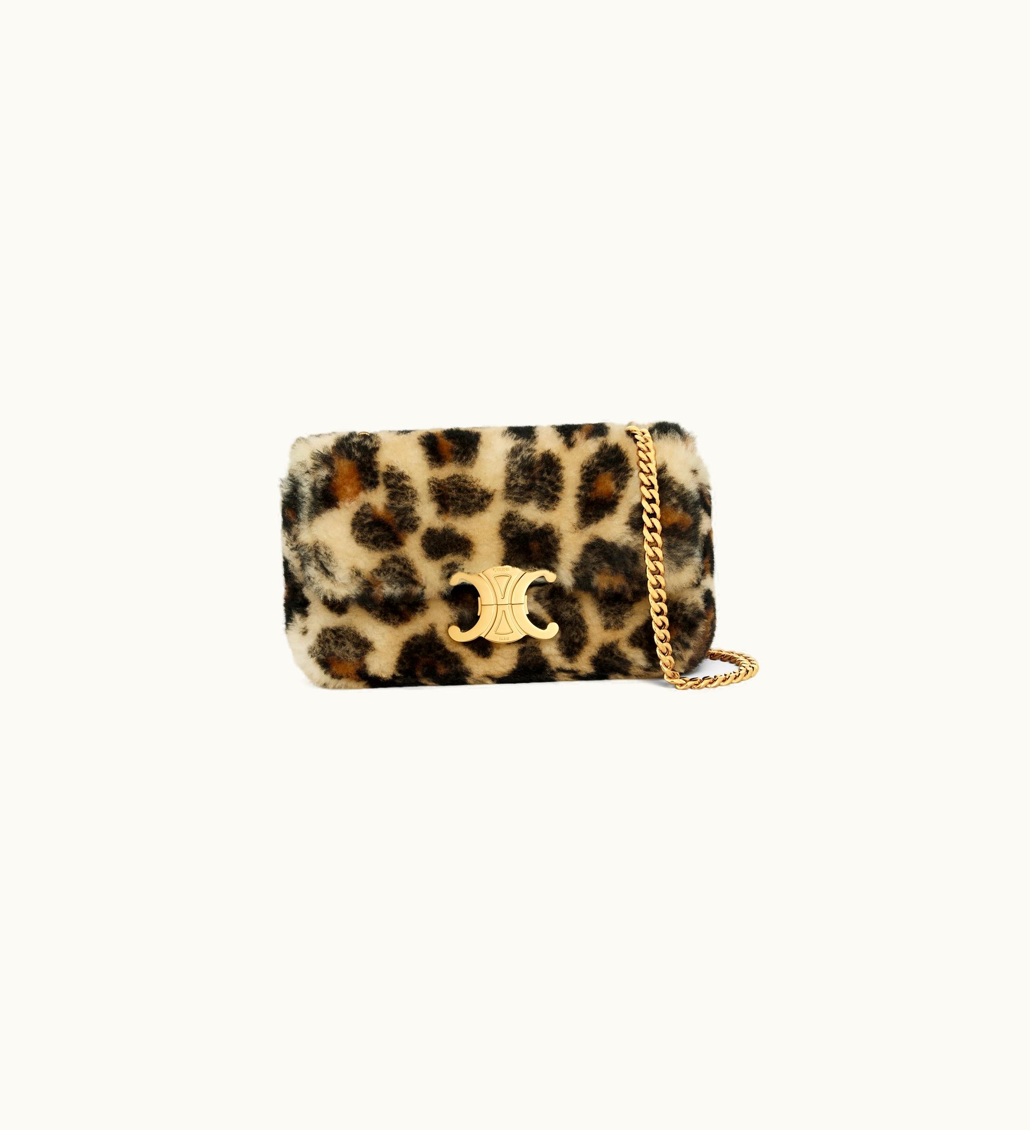 Celine Celine Chain Shoulder Bag Claude In Shearling With Leopard Print - Leopard