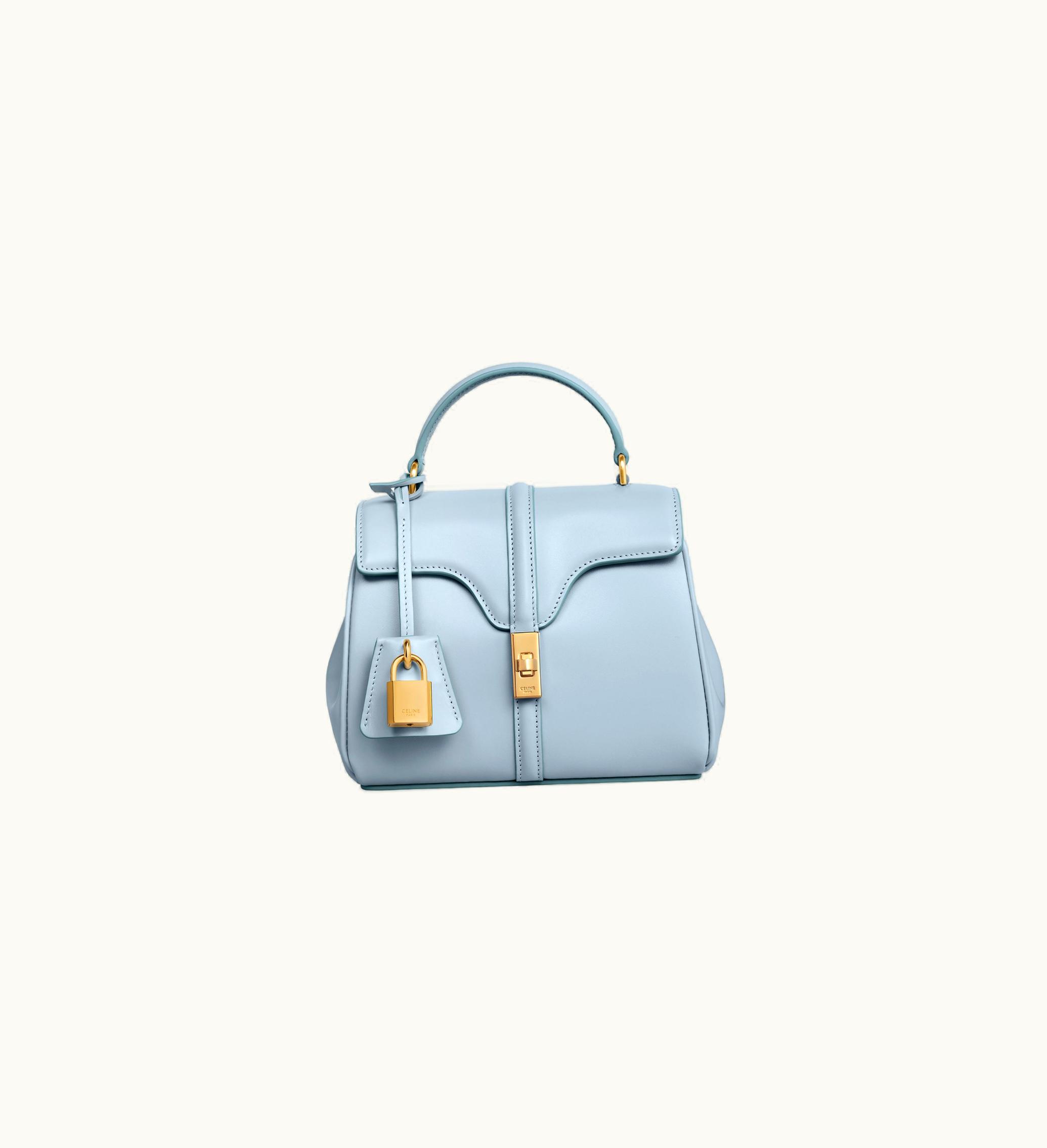 Celine Celine Mini 16 In Satinated Calfskin - Pale Blue