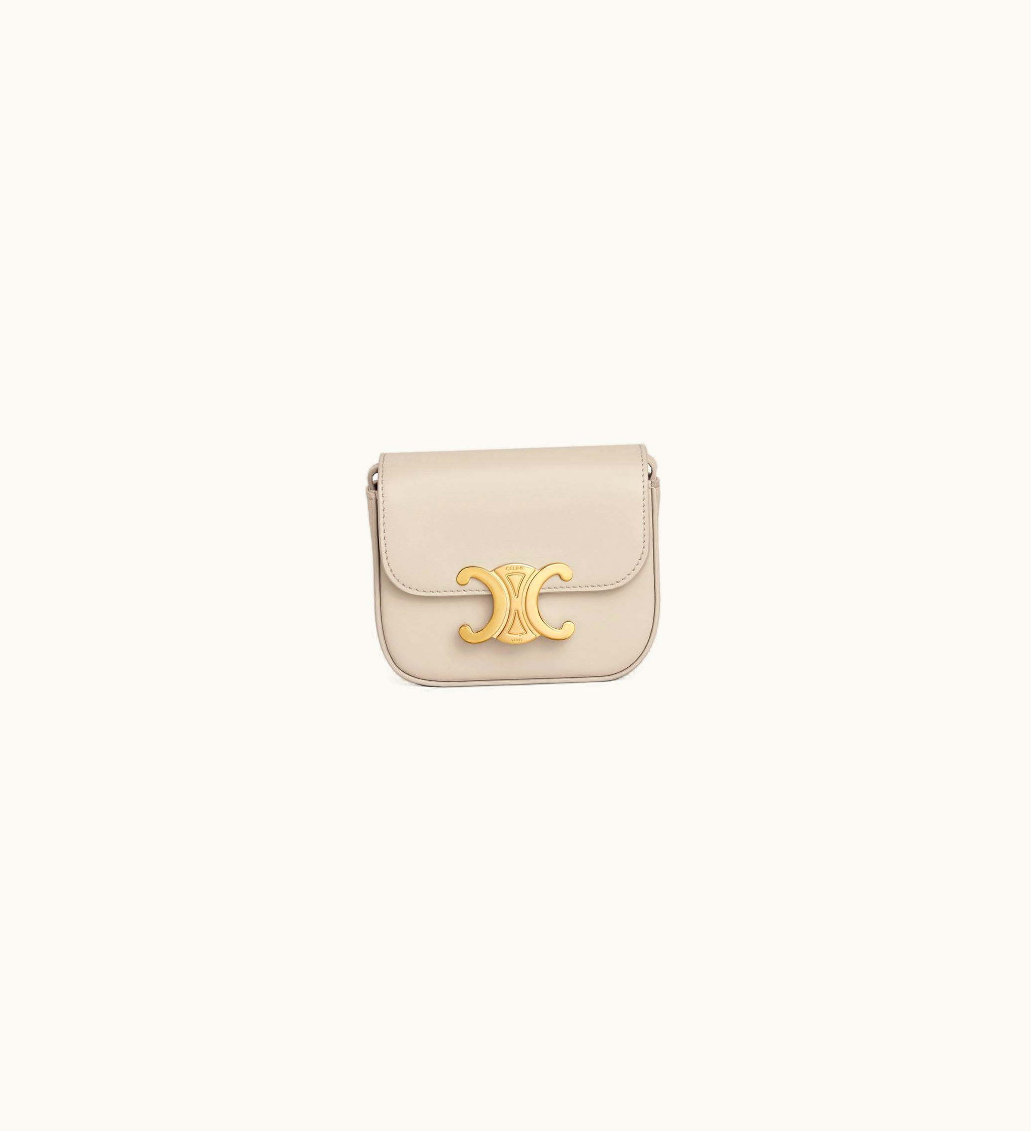Celine Celine Mini Claude In Shiny Calfskin - Light Stone