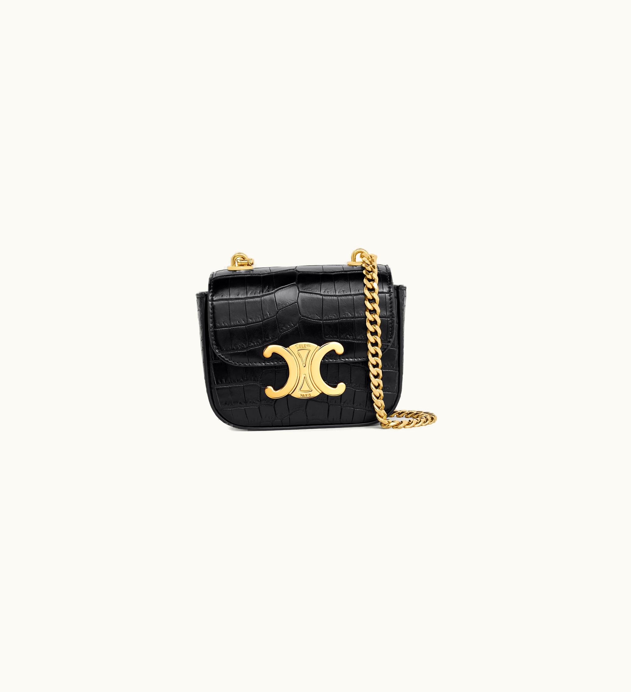 Celine Celine Mini Chain Claude In Niloticus Crocodile - Black