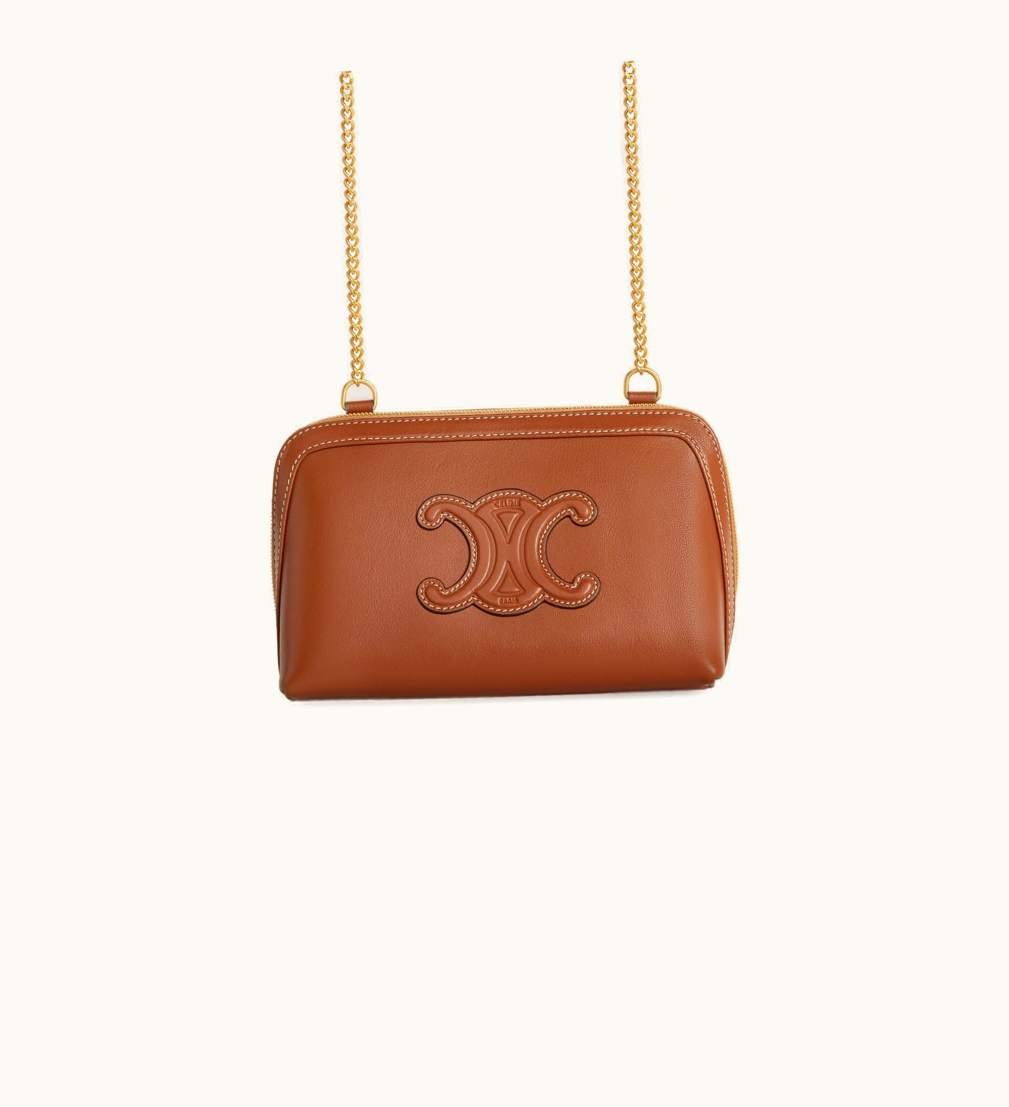 Celine Celine Clutch On Chain Cuir Triomphe In Smooth Calfskin - Tan