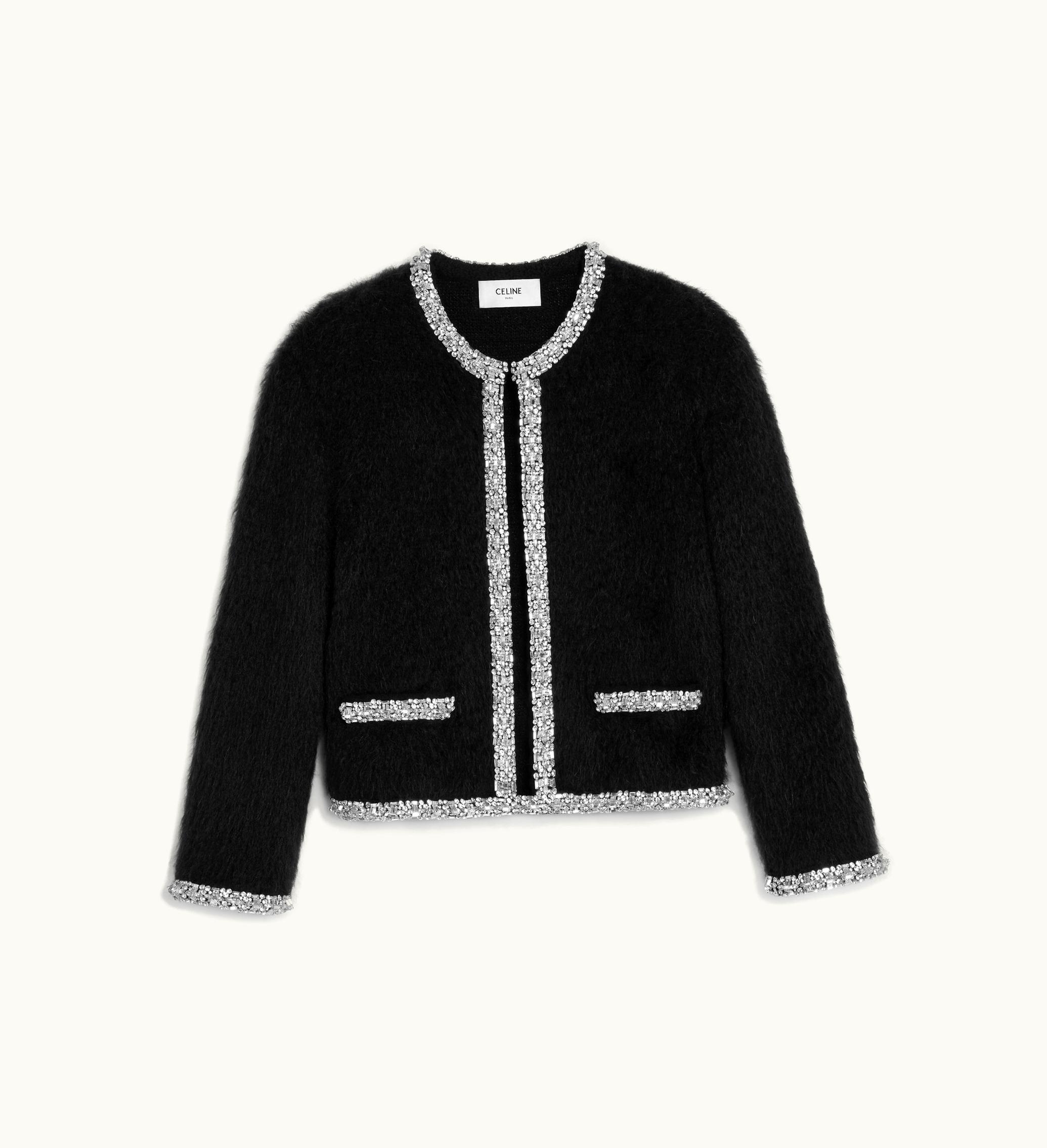 Celine Celine Embroidered Cardigan In Brushed Mohair - Black