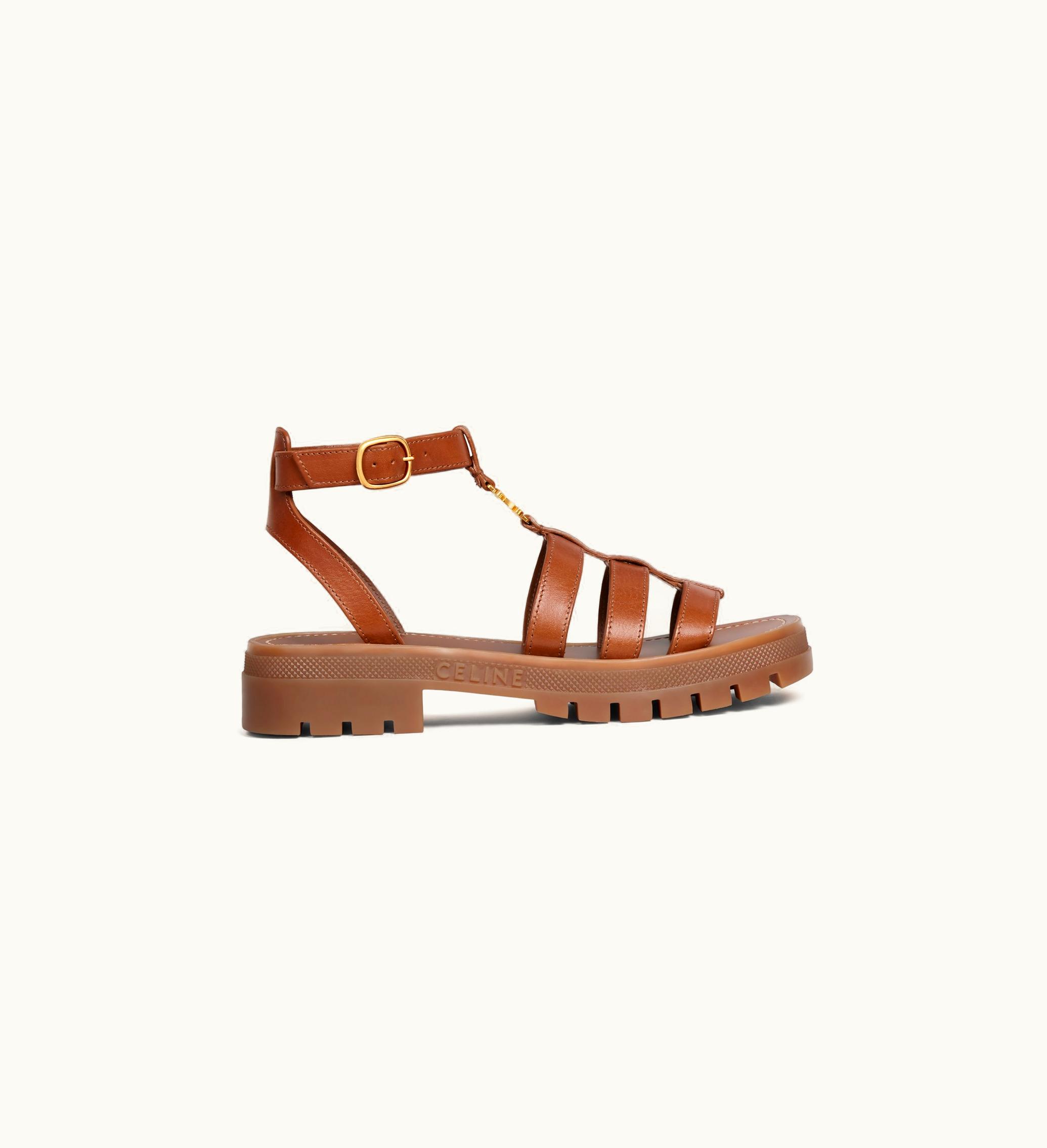 Celine Celine Clea Triomphe Gladiator Sandal In Calfskin - Vegetal Tanning - Tan