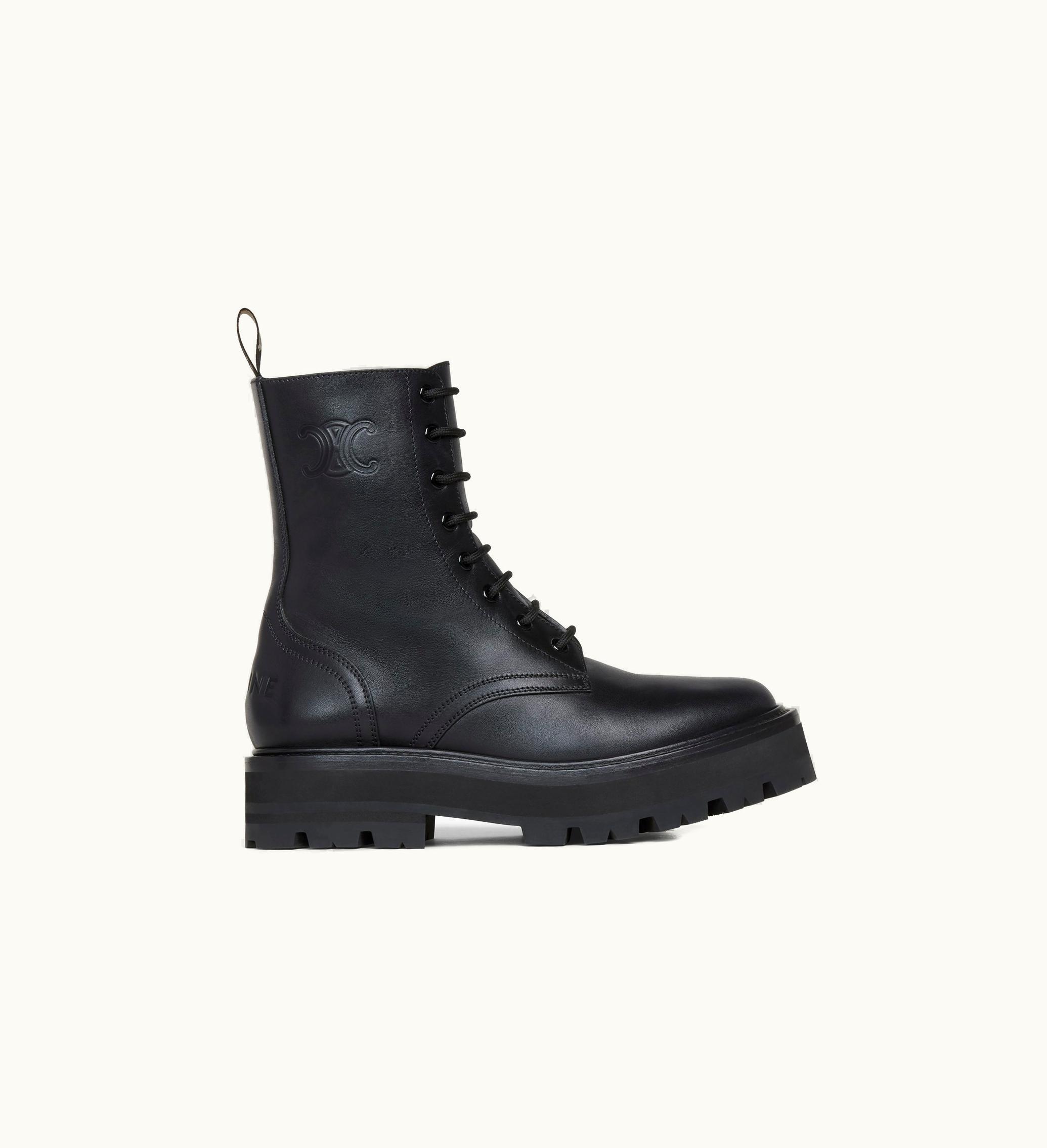 Celine Celine Bulky LACE-UP Boot In Shiny Bullskin - Black