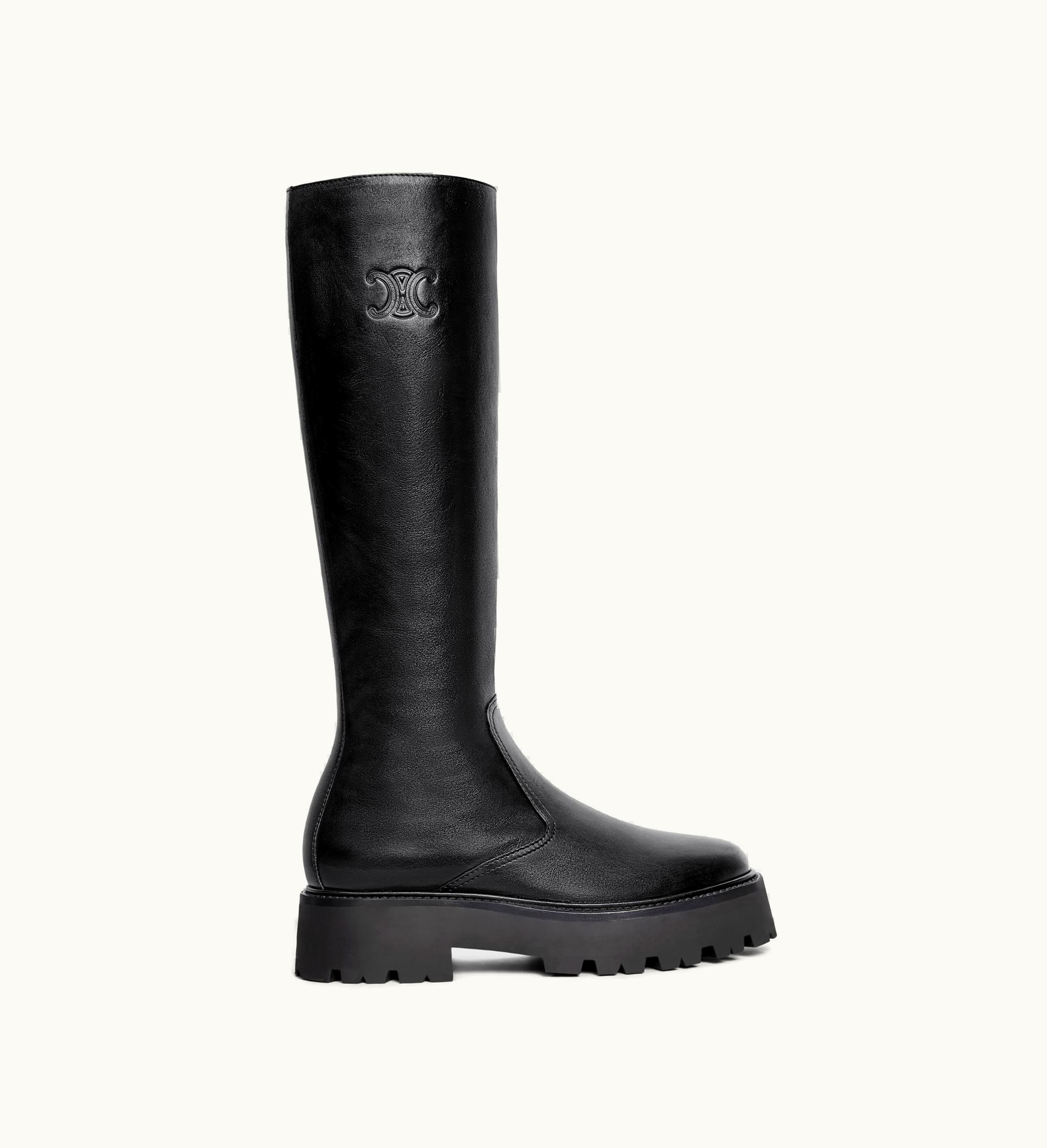 Celine Celine Bulky Zipped Boot With Triomphe In Calfskin - Black