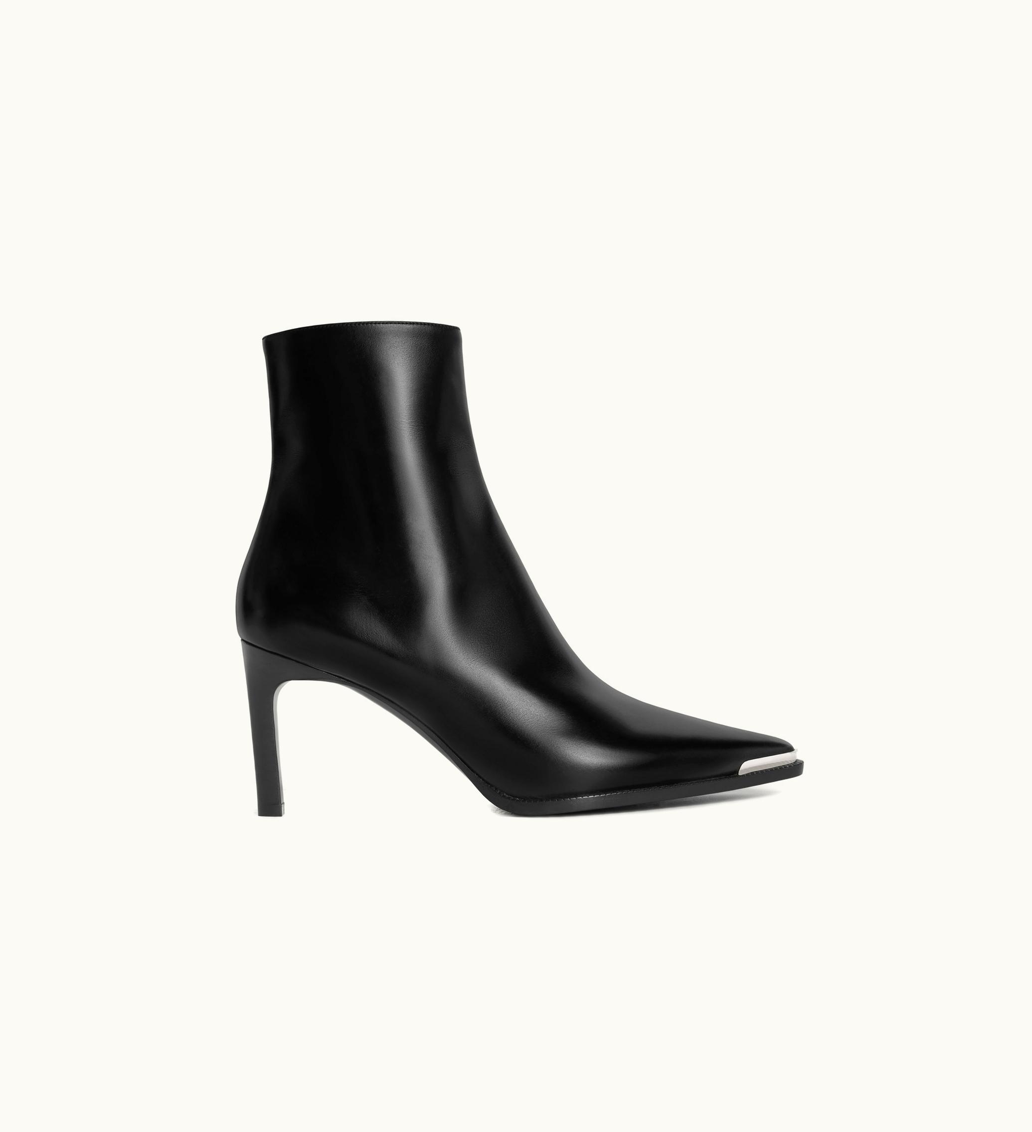 Celine Celine Verneuil Ankle Boot With Metal Toe In Calfskin - Black