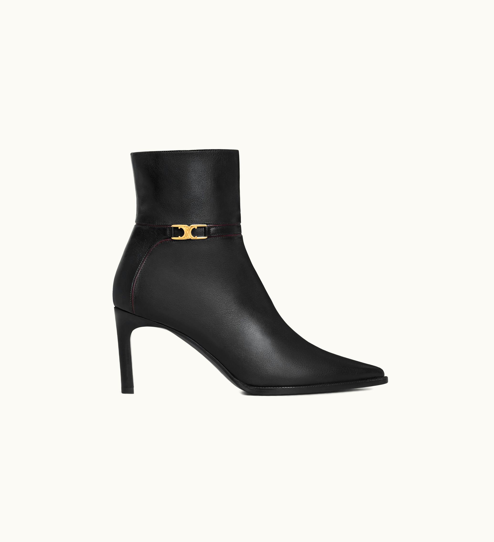 Celine Celine Verneuil Ankle Boot With Triomphe In Calfskin - Black