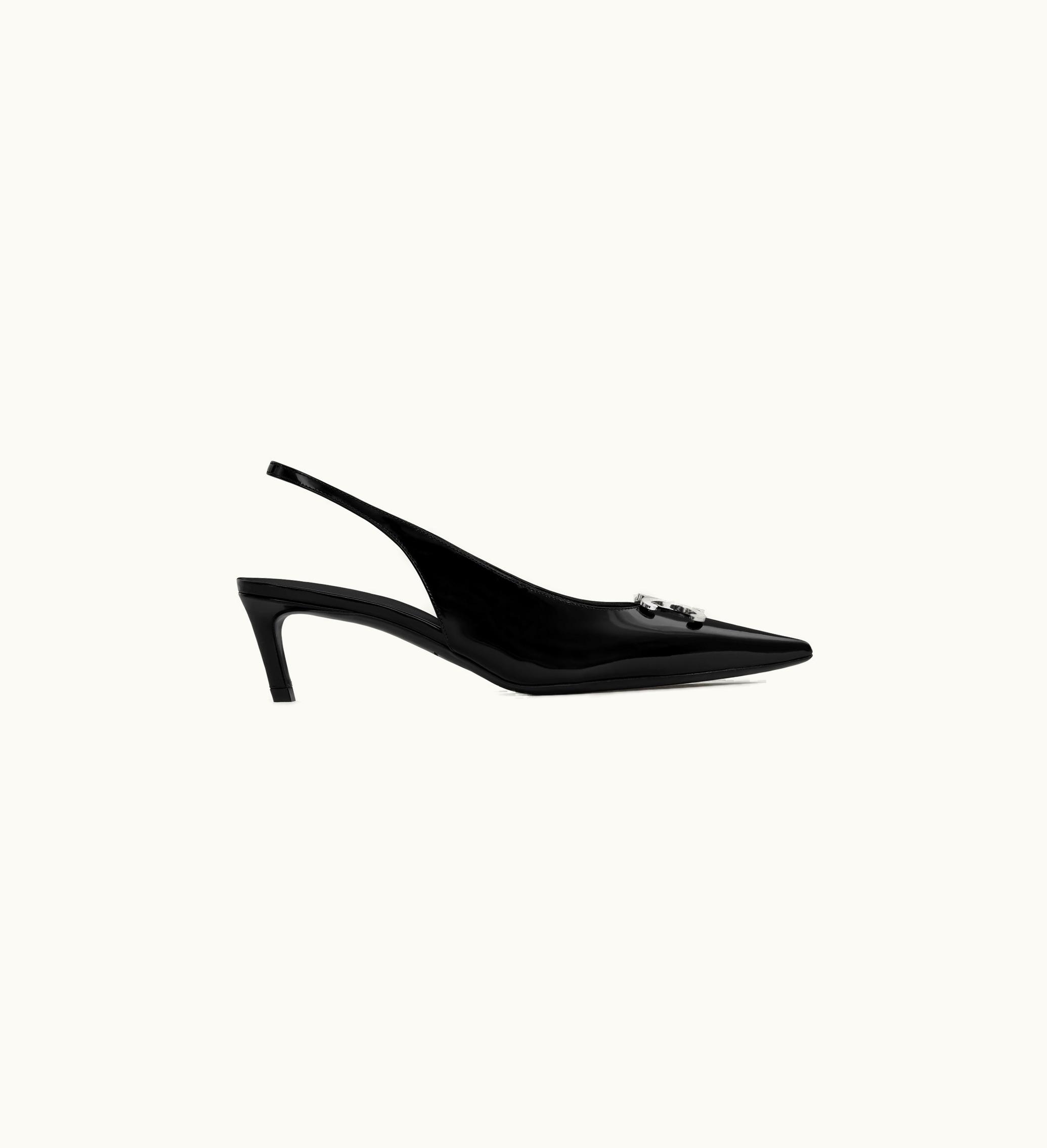 Celine Celine Alma Triomphe Slingback In Glossy Calfskin - Black