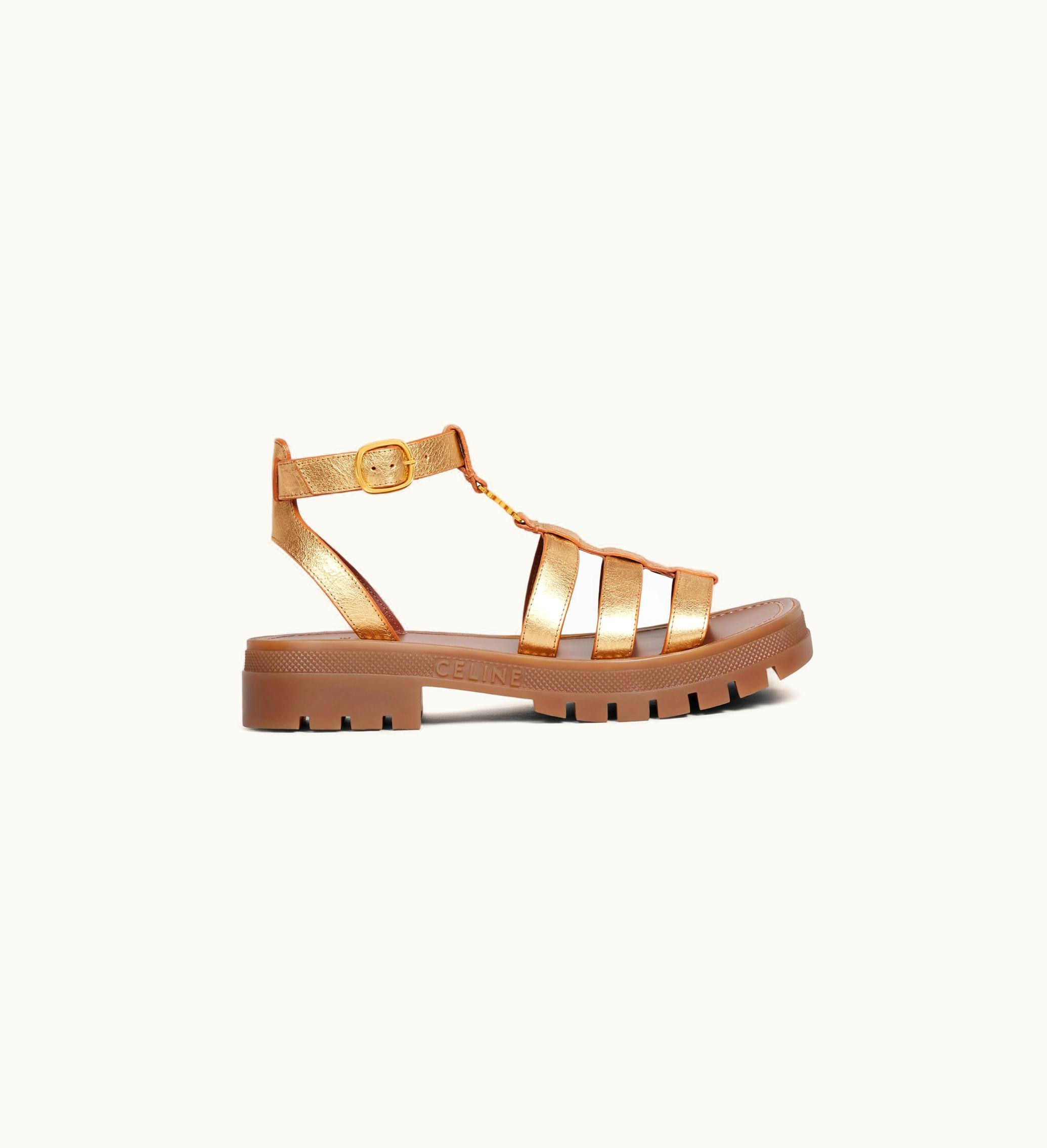 Celine Celine Clea Triomphe Gladiator Sandal In Metalized Calfskin - Gold