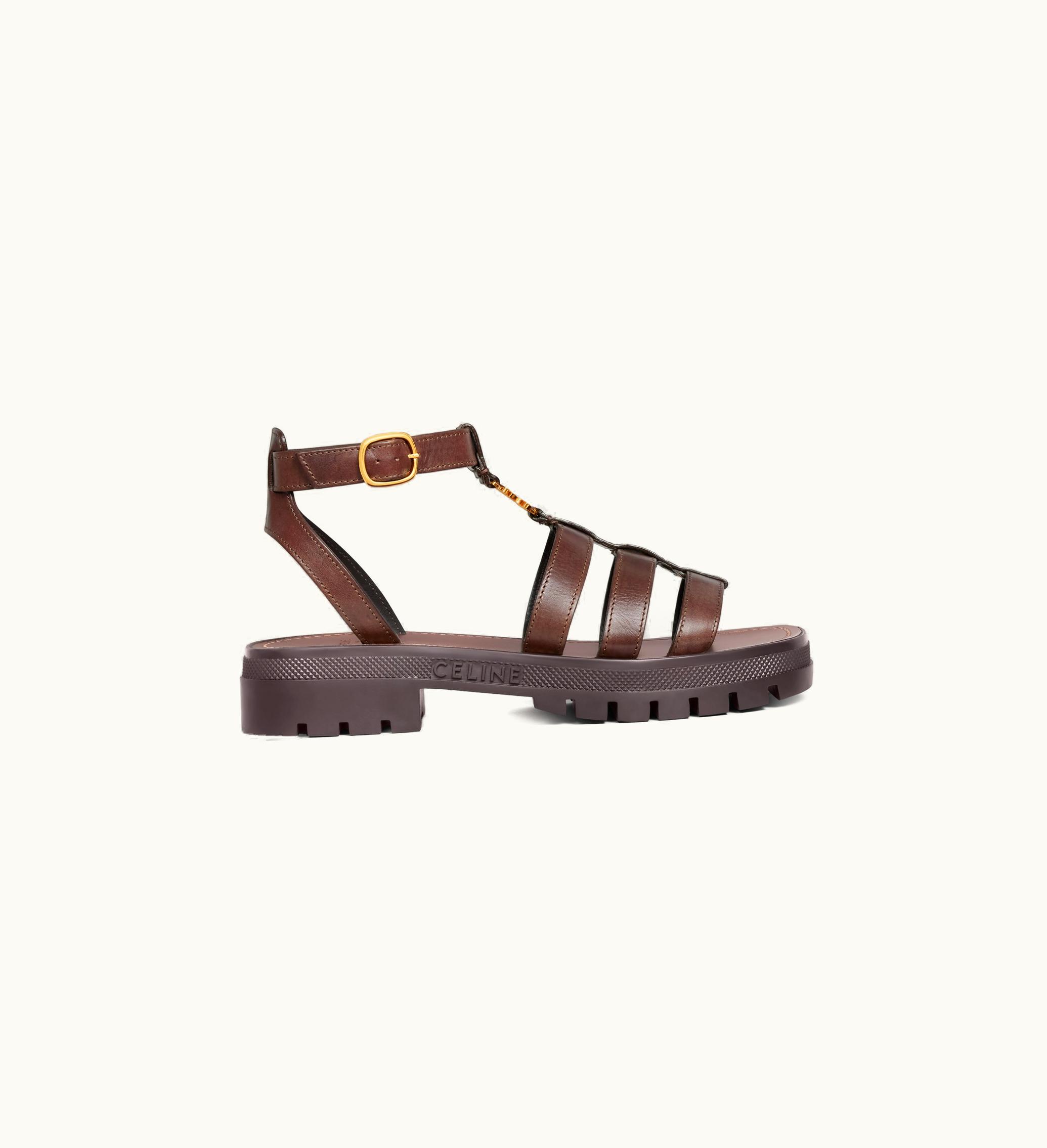 Celine Celine Clea Triomphe Gladiator Sandal In Calfskin - Vegetal Tanning - Dark Brown