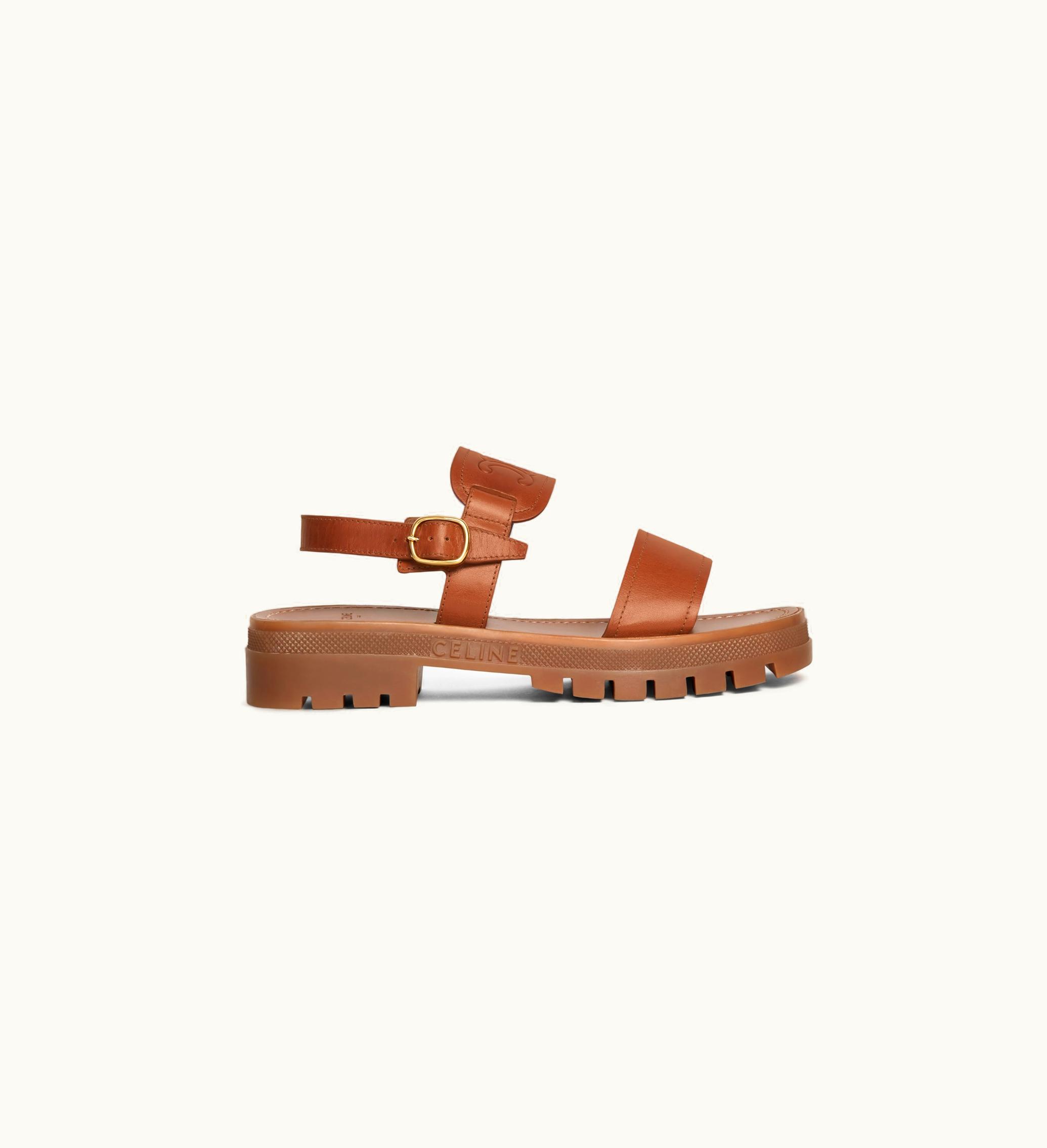 Celine Celine Clea Triomphe Sandal In Calfskin - Vegetal Tanning - Tan