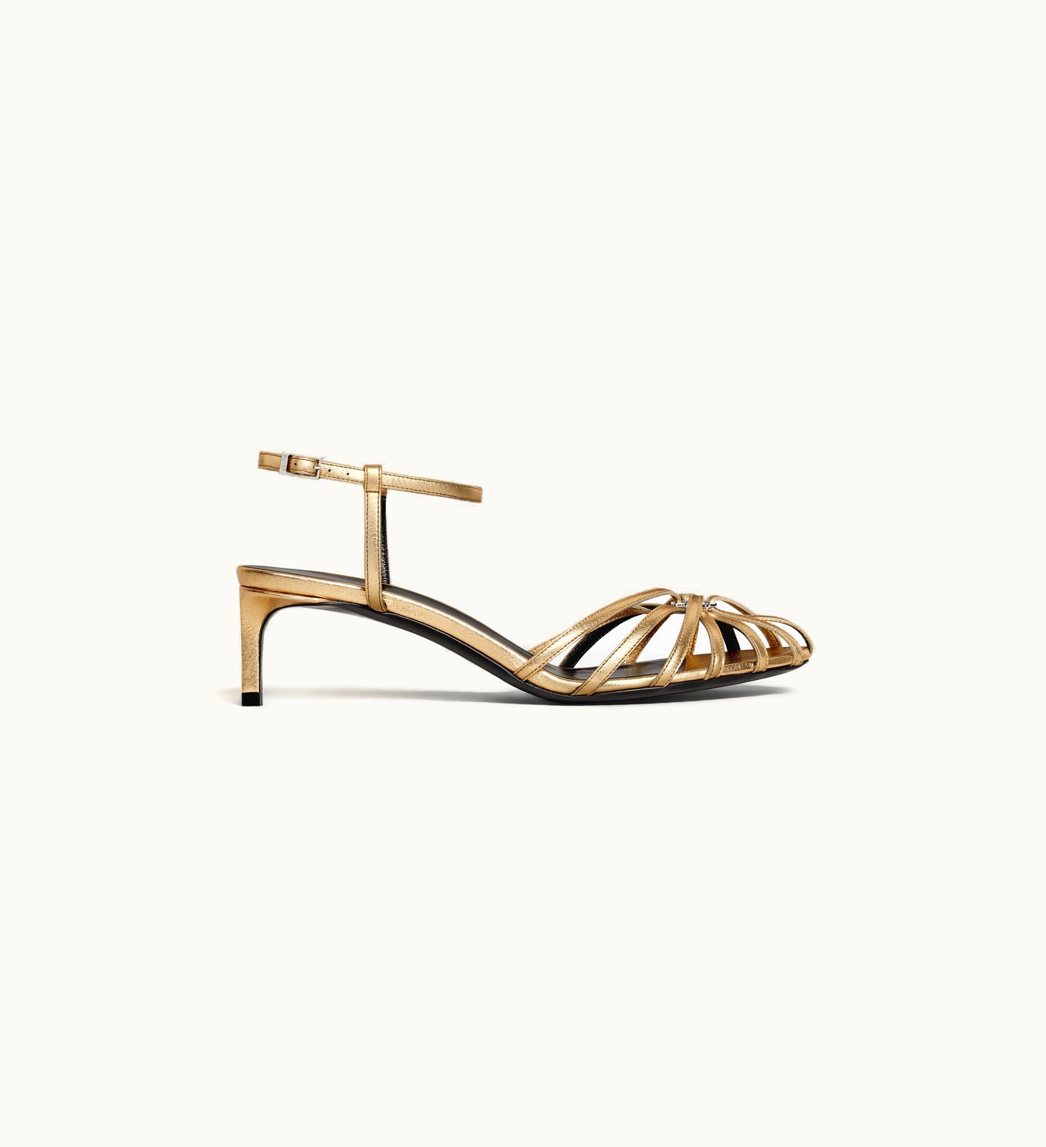 Celine Celine Triomphe Sandal In Laminated Lambskin - Gold