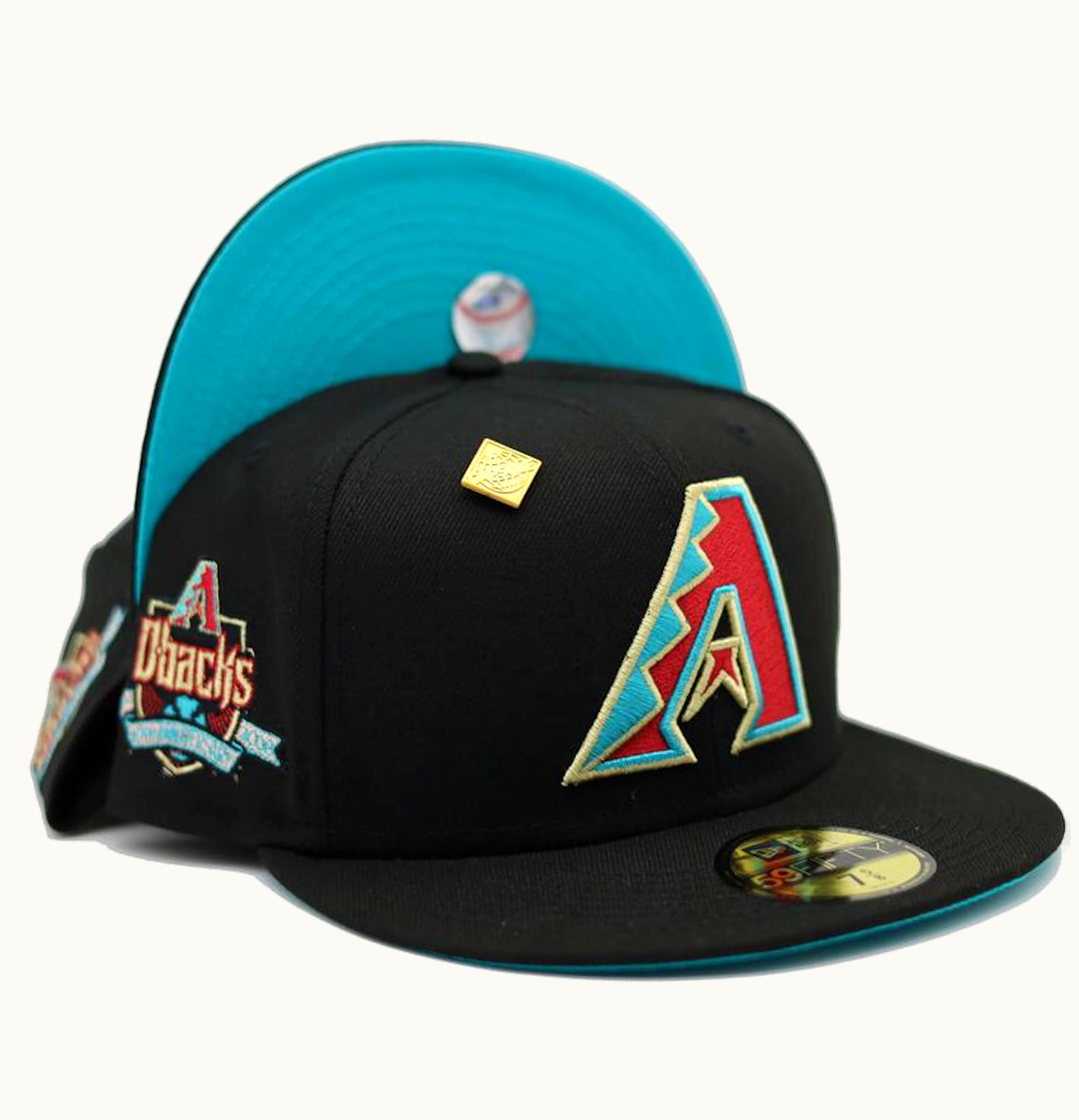 New Era New Era Arizona Diamondbacks Vegas Gold Collection 10th Anniversary Patch Capsule Hats Exclusive 59Fifty Fitted Hat Black Blue
