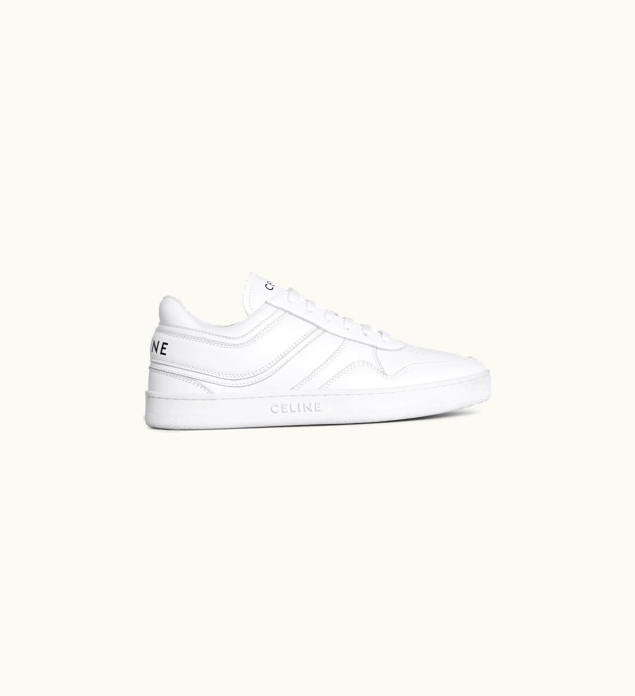 Celine Celine Trainer Low LACE-UP Sneaker In Calfskin - Optic White