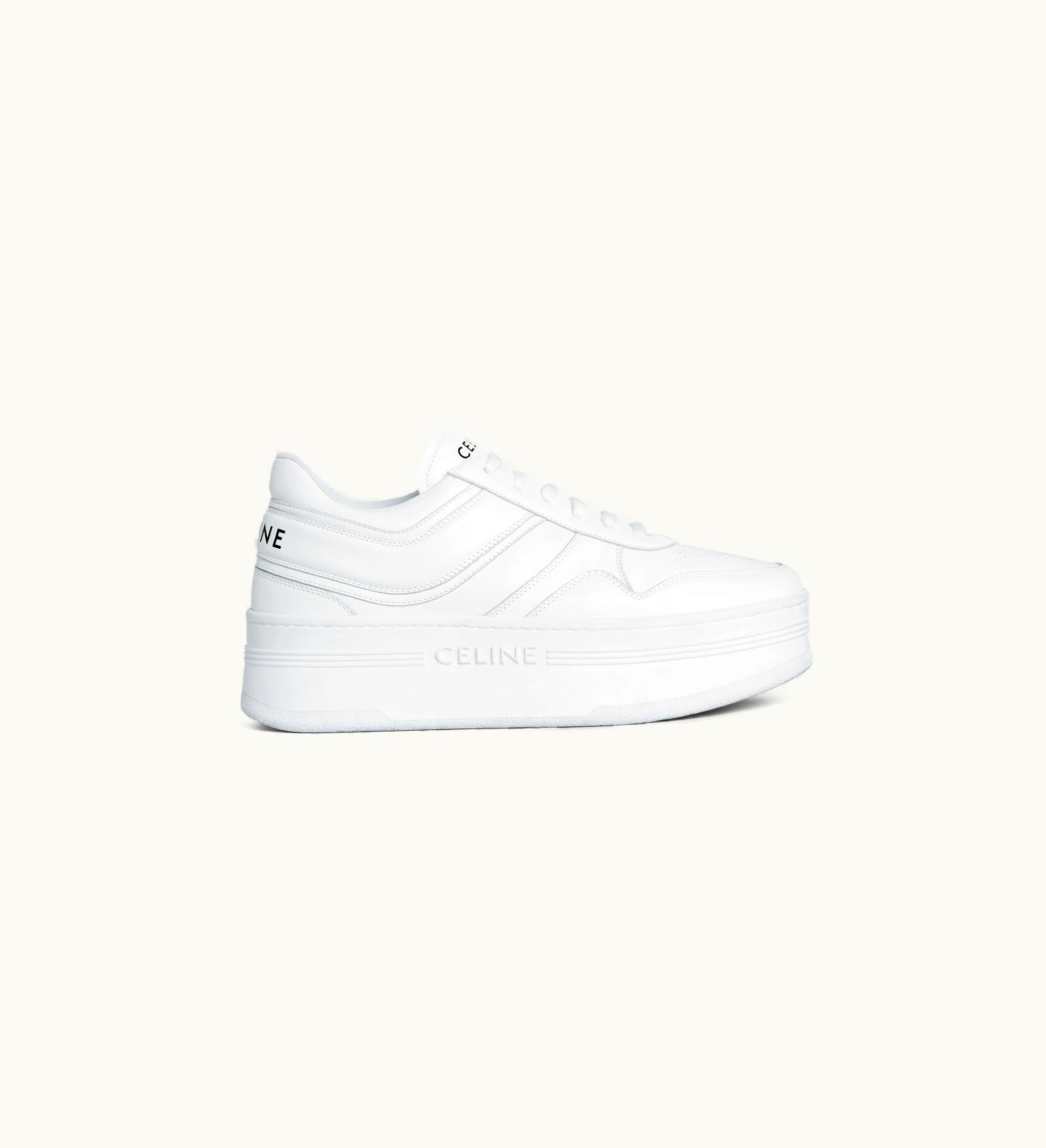 Celine Celine Block Sneakers With Wedge Outsole In Calfskin - Optic White