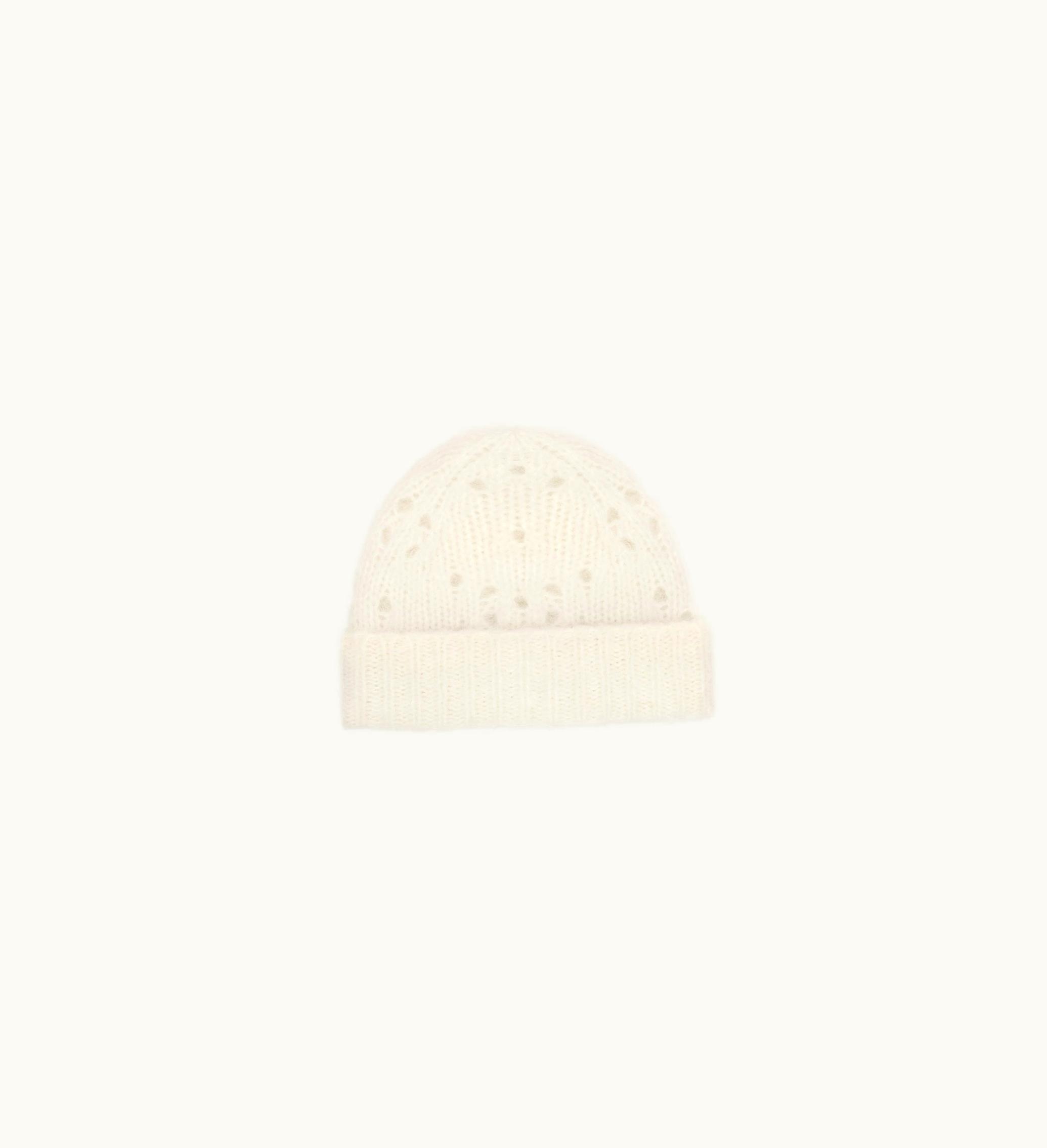 Celine Celine Beanie In Fair Isle Alpaca Wool Pointelle - Off White