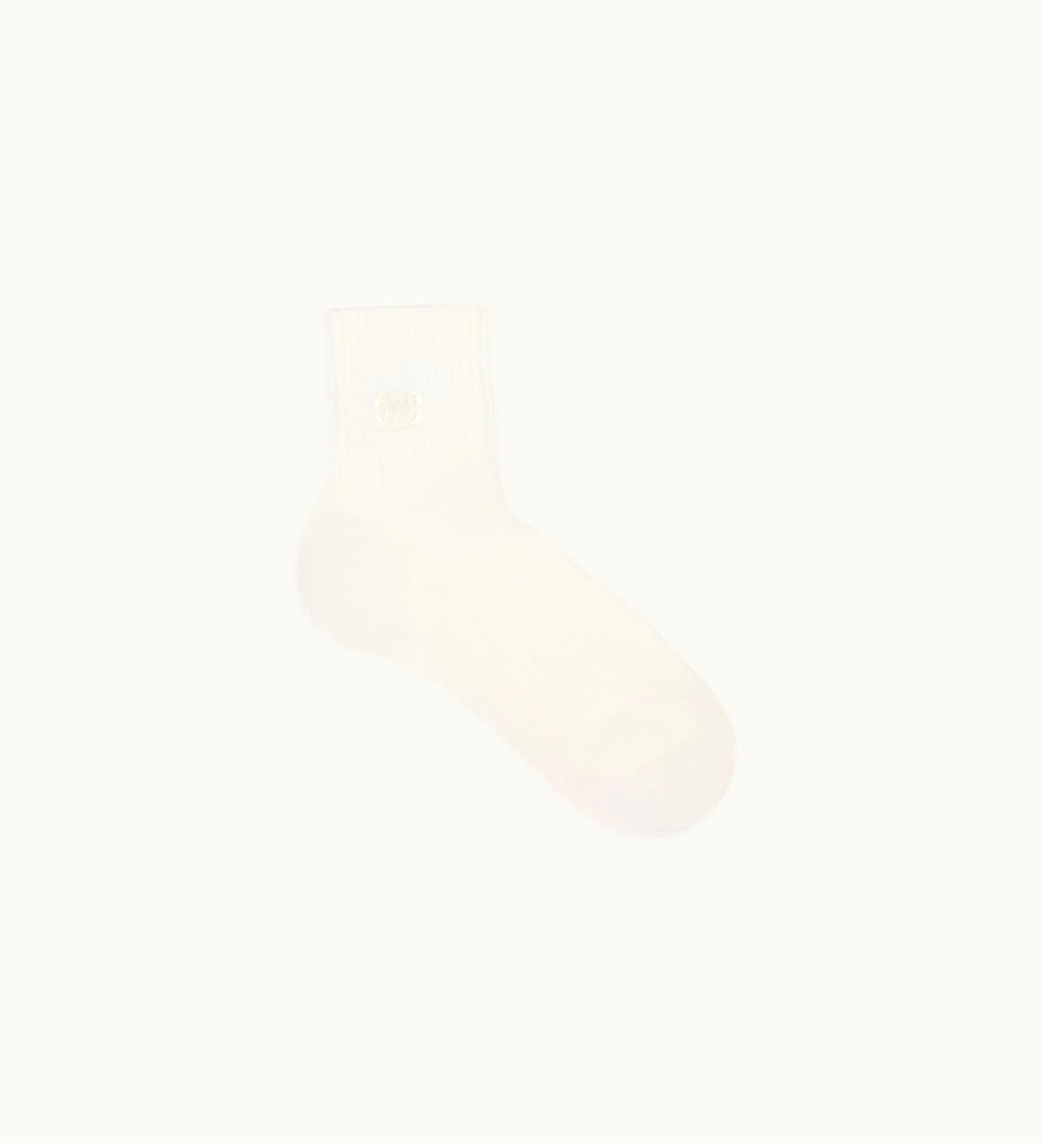 Celine Celine Triomphe Socks In Ribbed Cotton - Ecru / Ecru