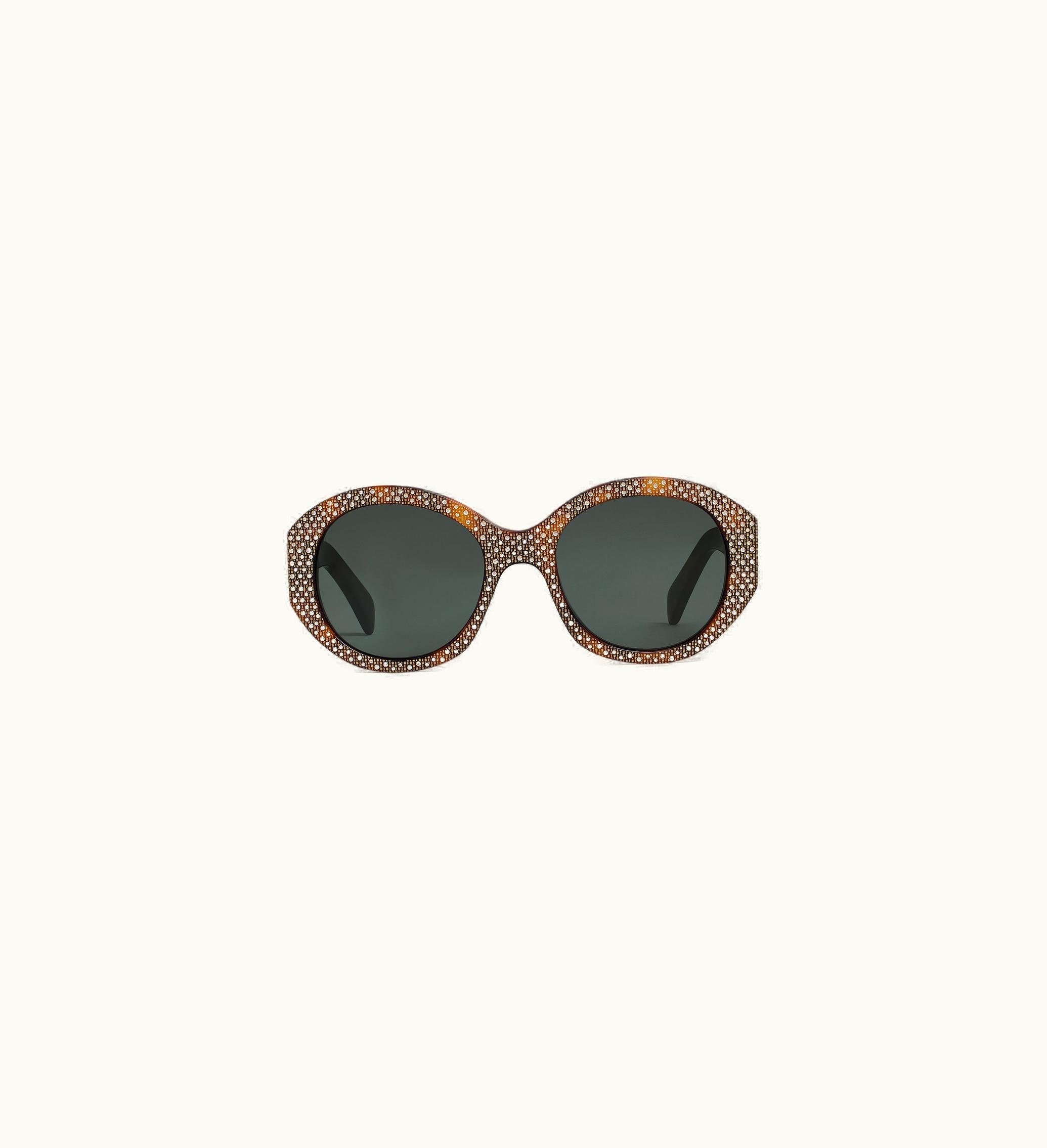 Celine Celine Round S240 Sunglasses In Acetate With Crystals - Classic Havana