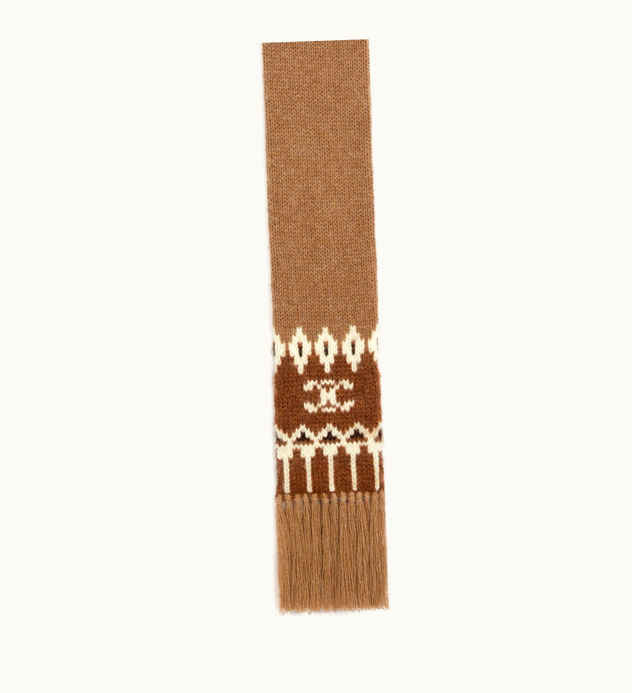 Celine Celine Scarf In Triomphe Fair Isle Wool - Camel