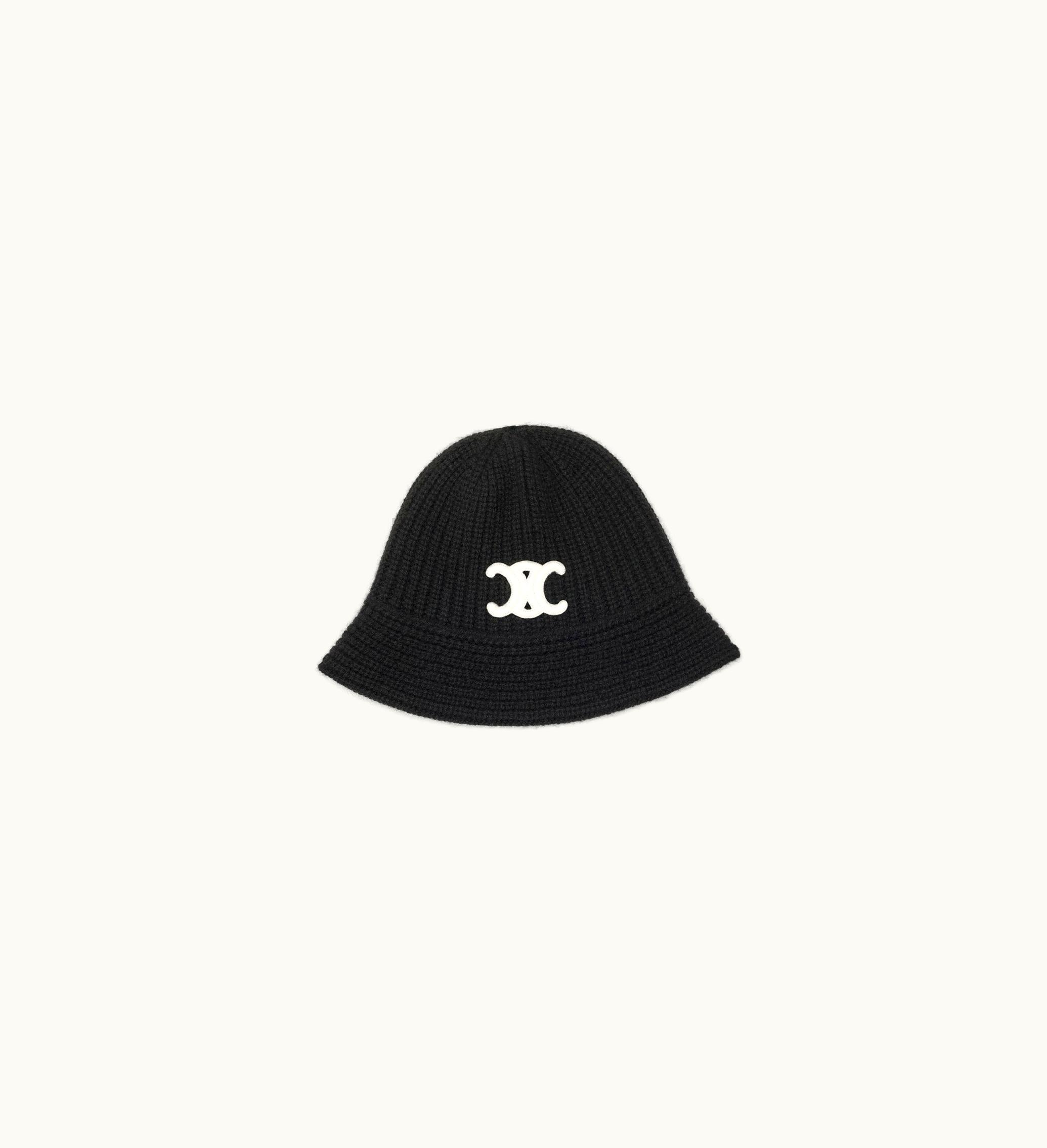 Celine Celine Cloche Bucket Hat In Seamless Cashmere - Black
