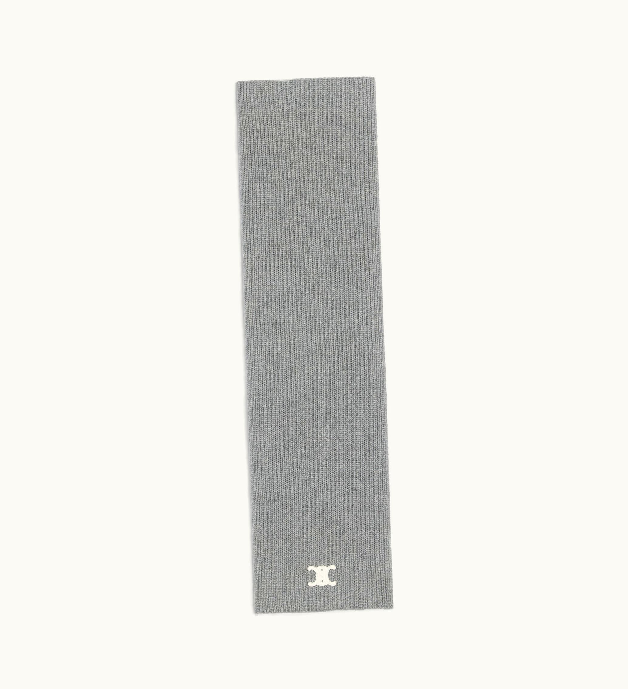 Celine Celine Triomphe Scarf In Heritage Cashmere - Medium Grey