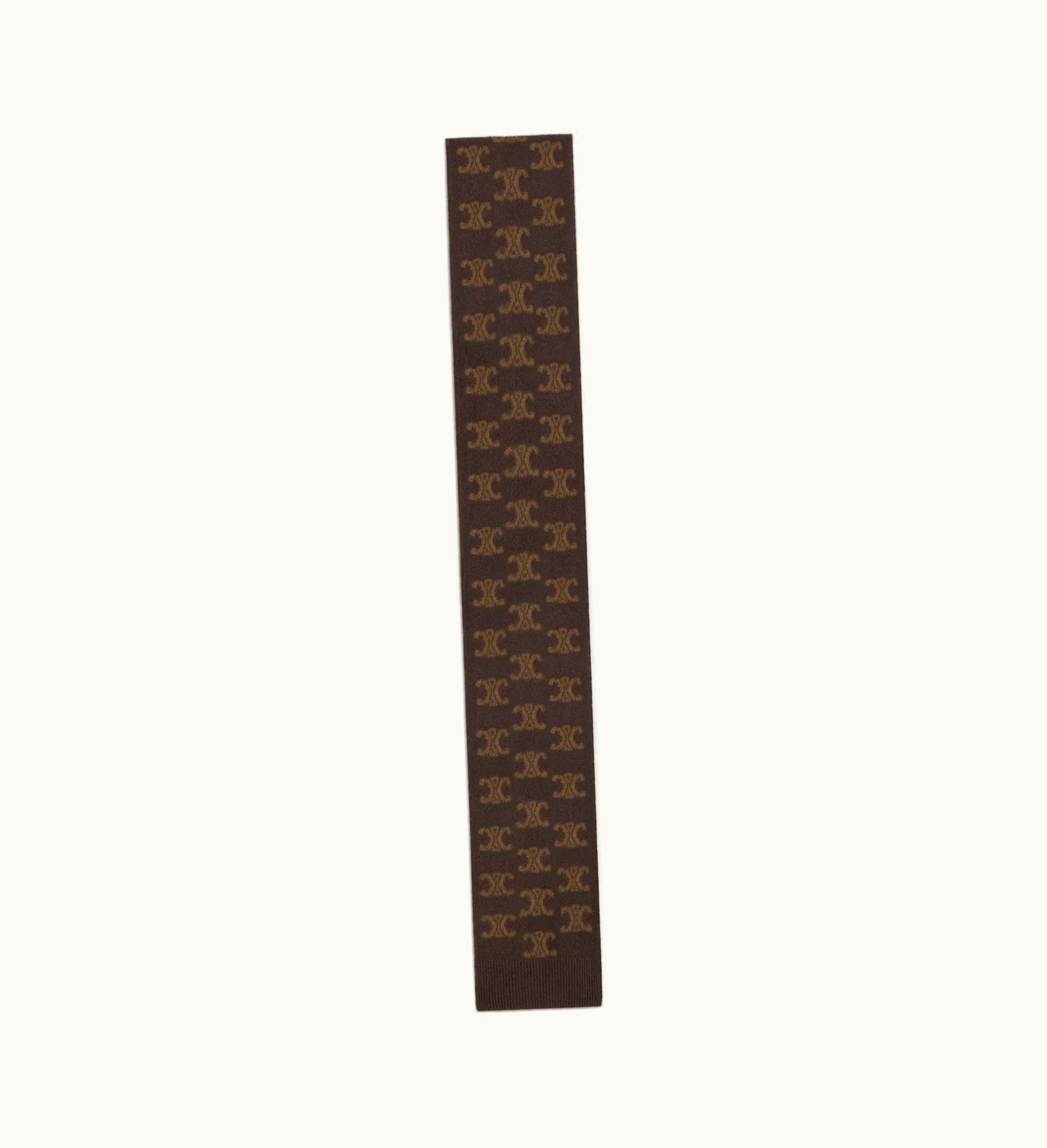 Celine Celine Scarf In Monogram Wool, Cashmere And Silk - Brown