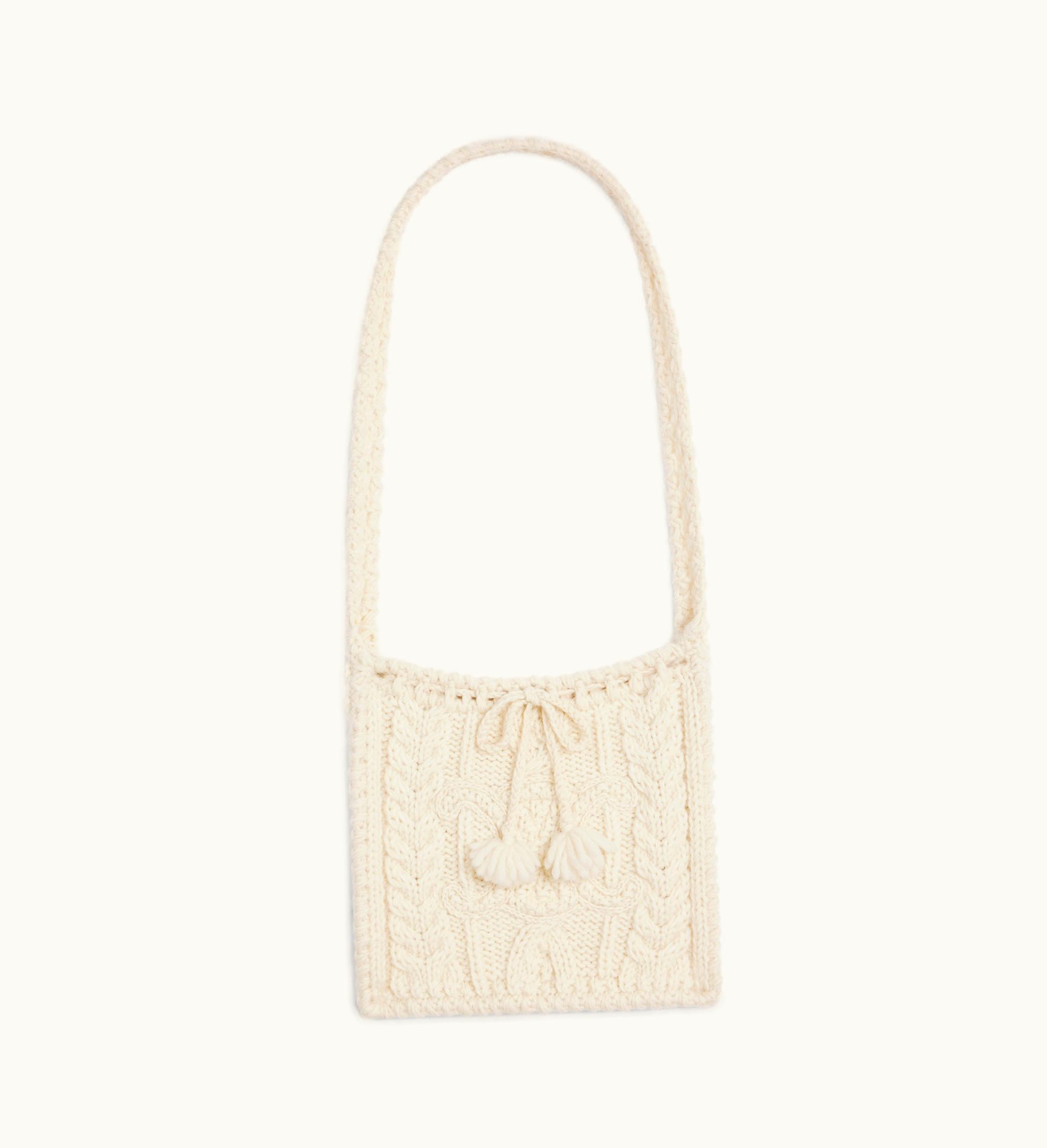 Celine Celine Bag In Triomphe Aran Mohair Wool - Off White