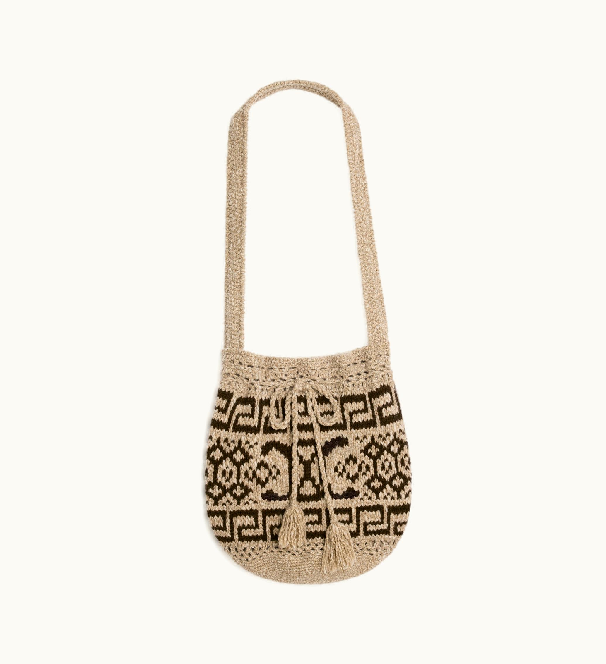 Celine Celine Bag In Triomphe Fair Isle Wool - Taupe