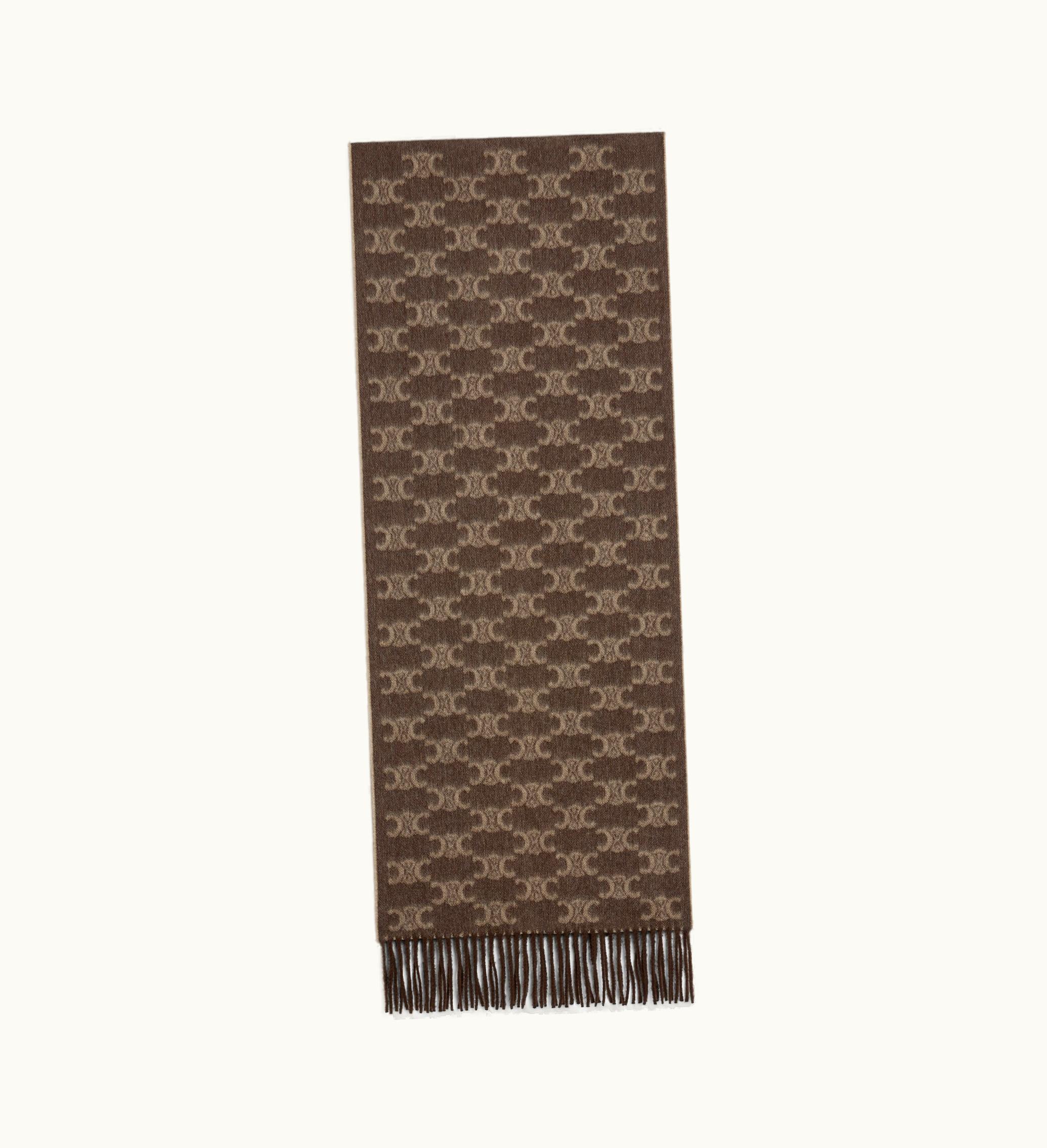 Celine Celine Scarf In Monogram Cashmere - Taupe / Beige