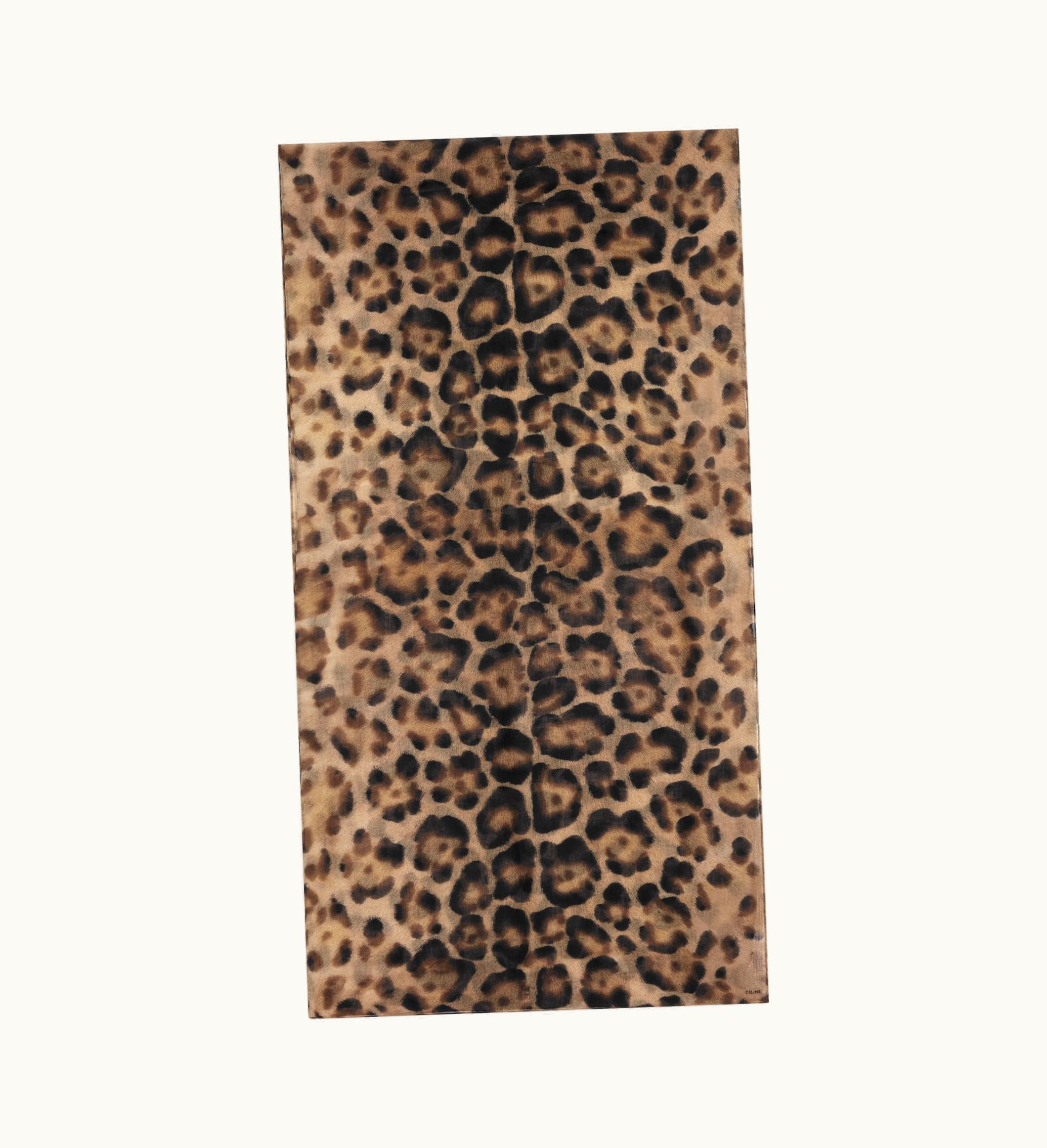 Celine Celine Stole In LEOPARD-PRINT Cashmere Muslin - Brun