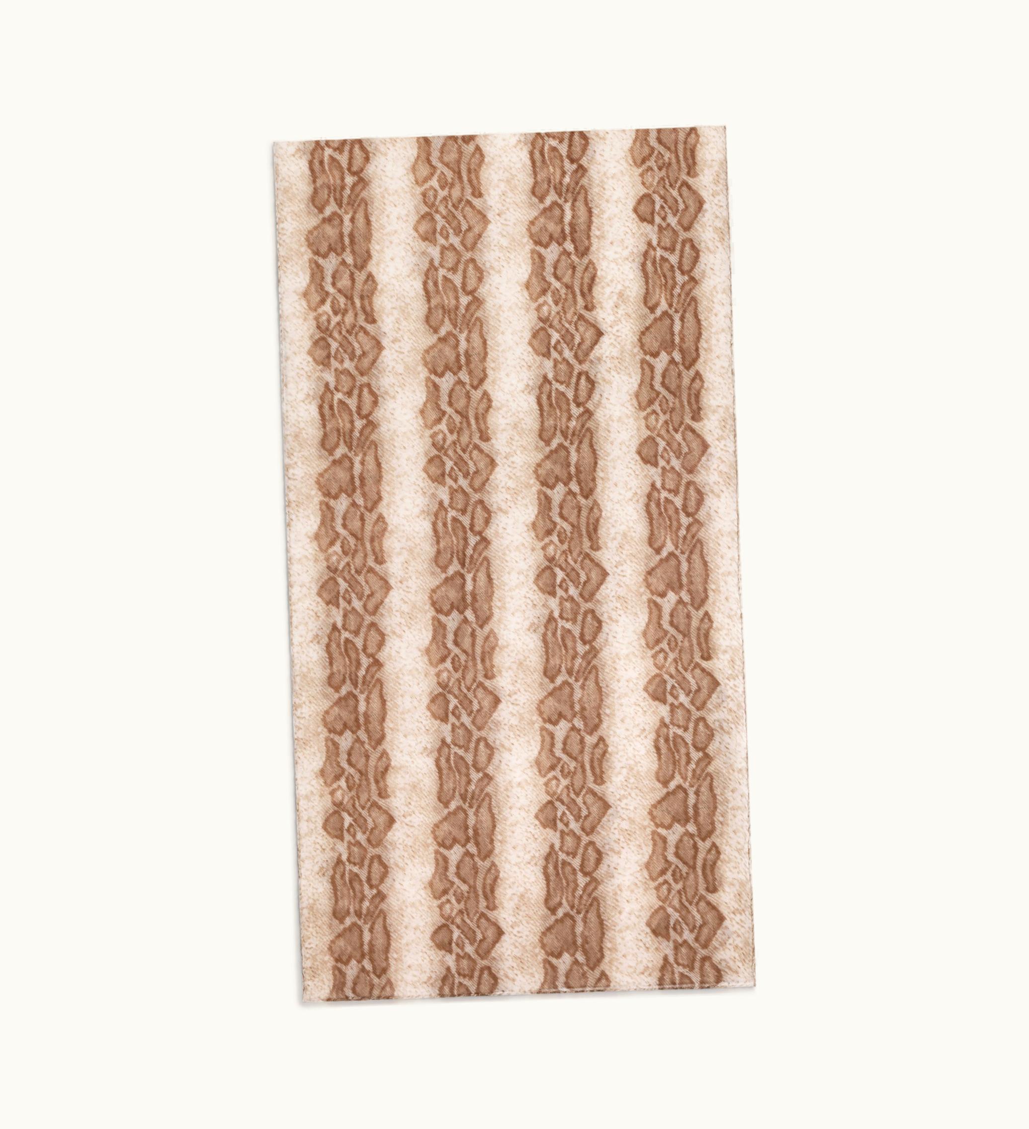 Celine Celine Stole In SNAKE-PRINT Cashmere Muslin - Beige / Marron