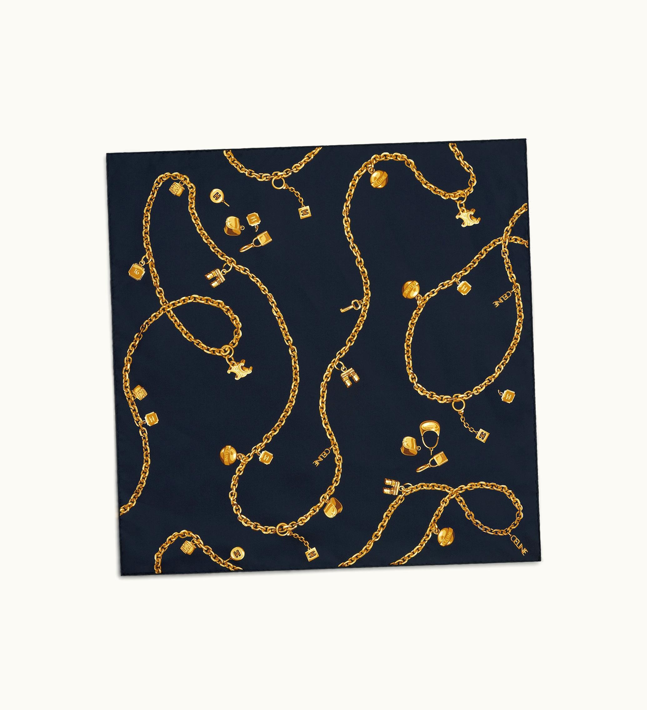 Celine Celine Square In Chain Tassels Silk Twill - Navy