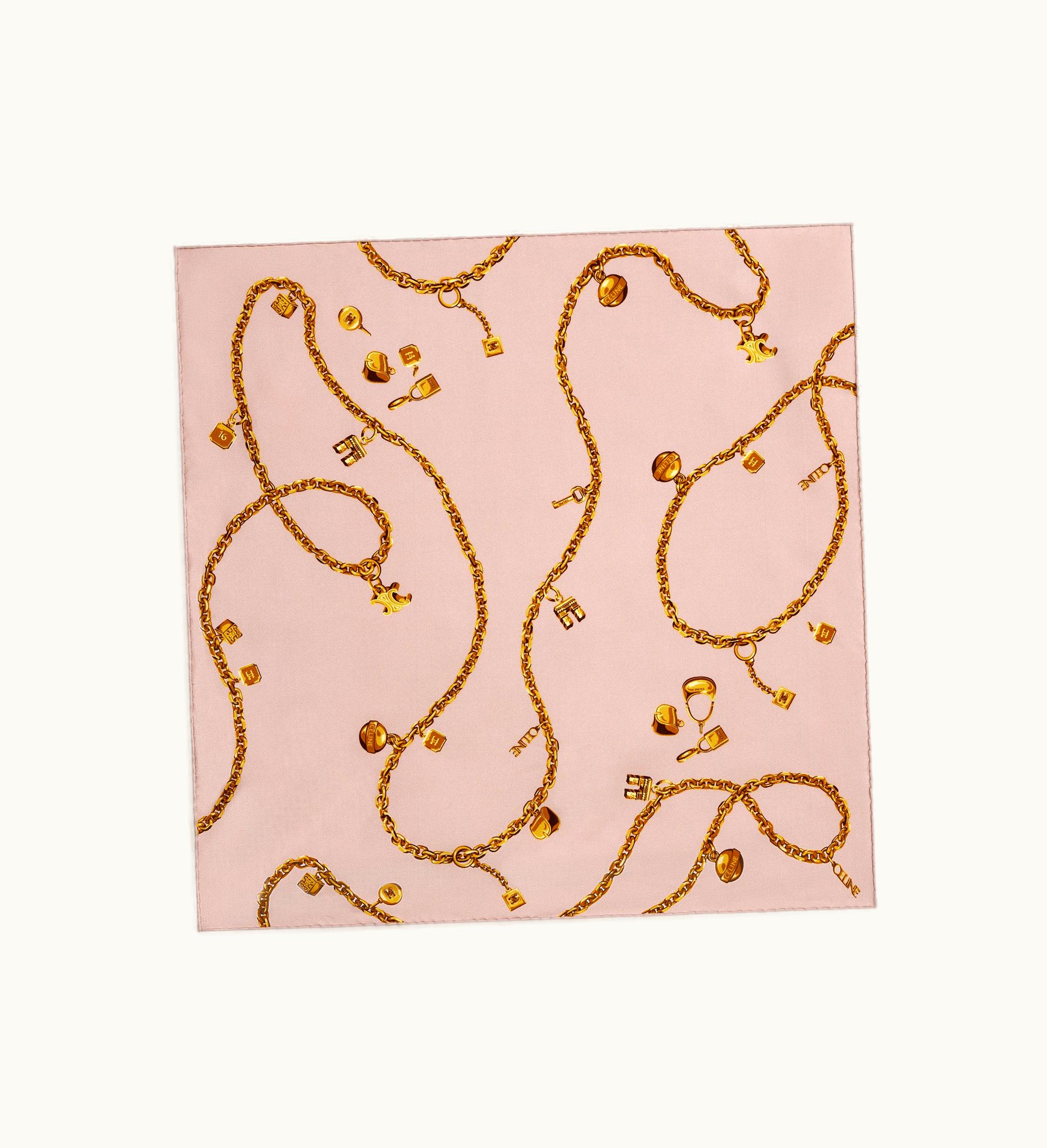 Celine Celine Square In Chain Tassels Silk Twill - Vieux Rose