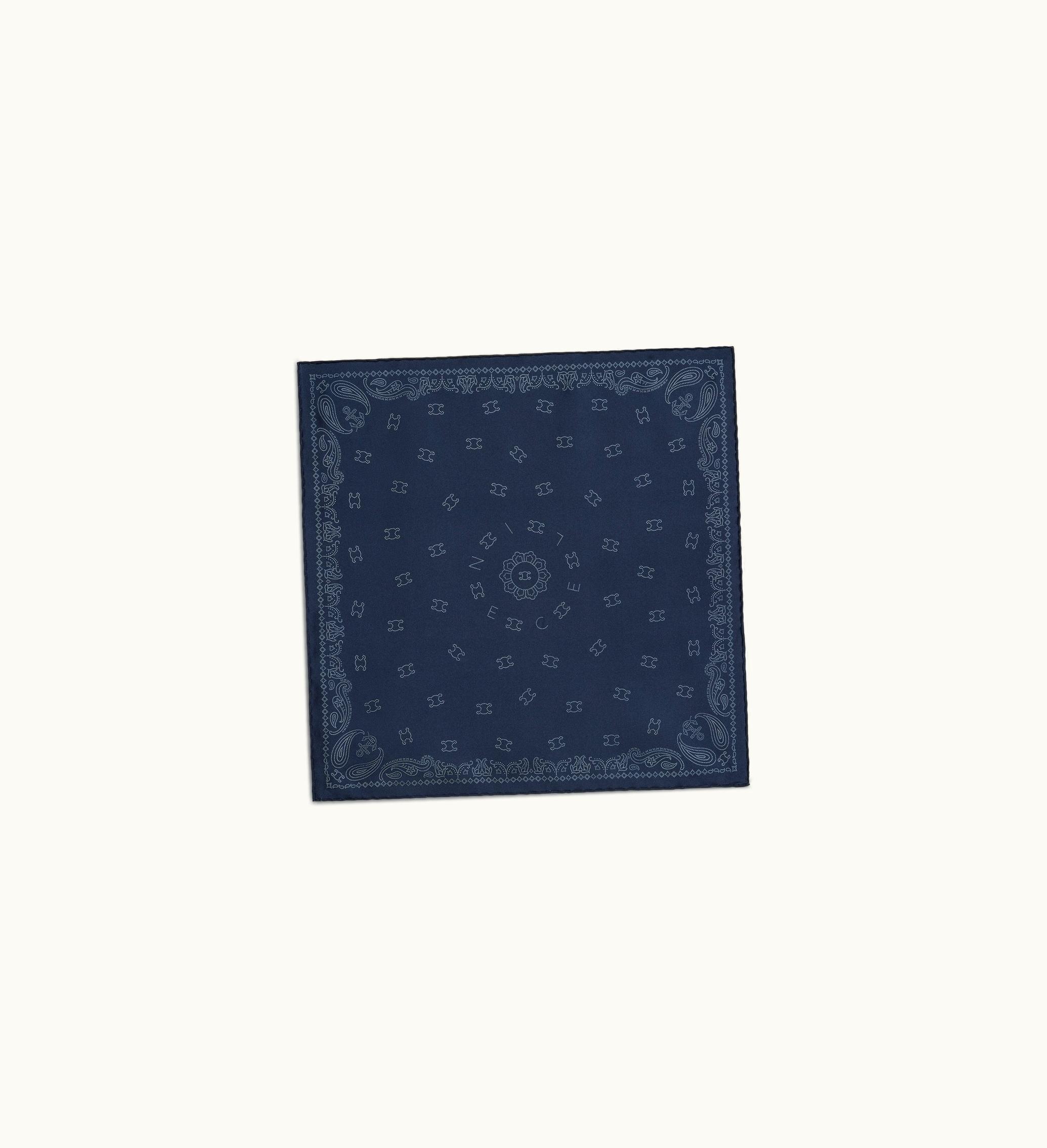 Celine Celine Bandana In Silk Twill - Marine / Cream