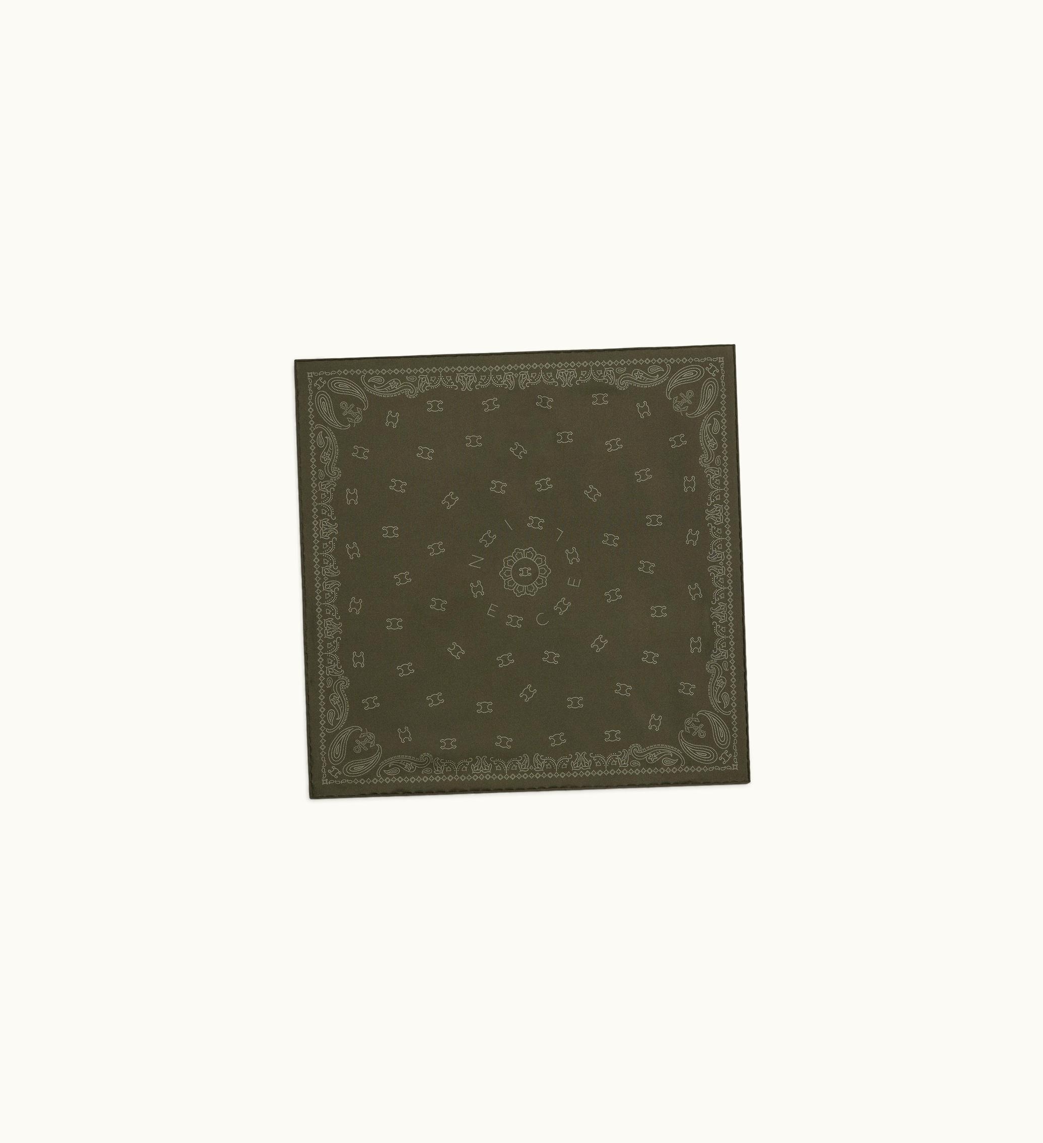 Celine Celine Bandana In Silk Twill - Kaki / Off White