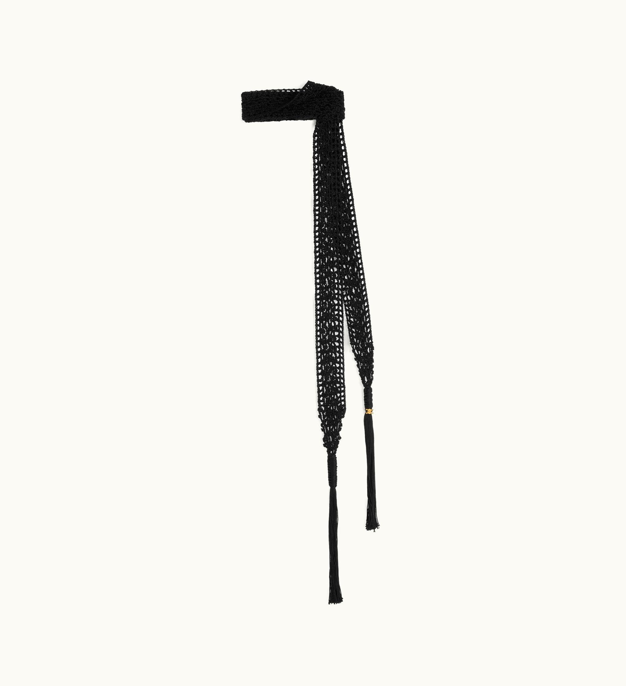 Celine Celine Thin Scarf In Cotton Crochet - Black